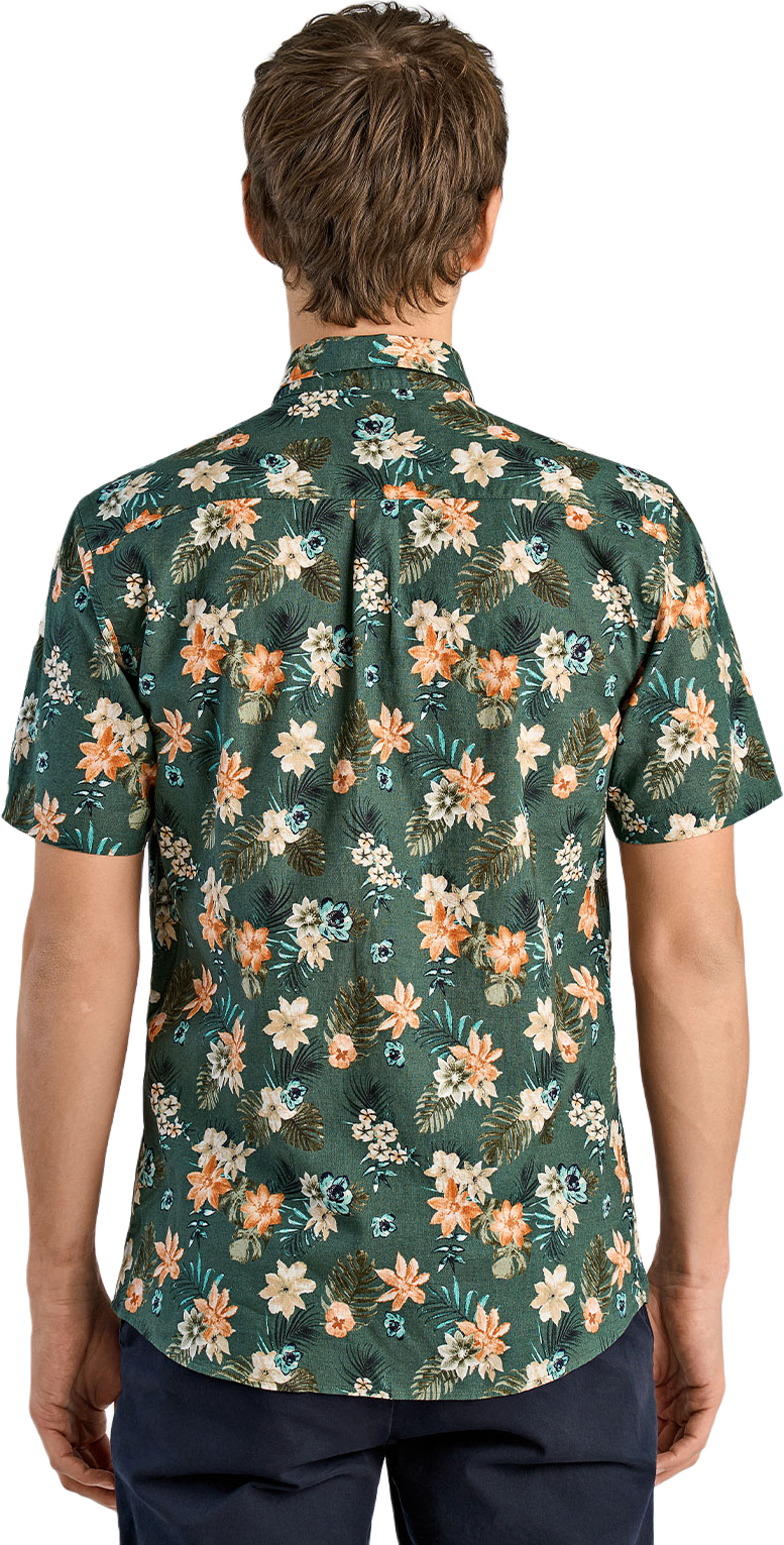 Printed cotton/linen shirt S/S