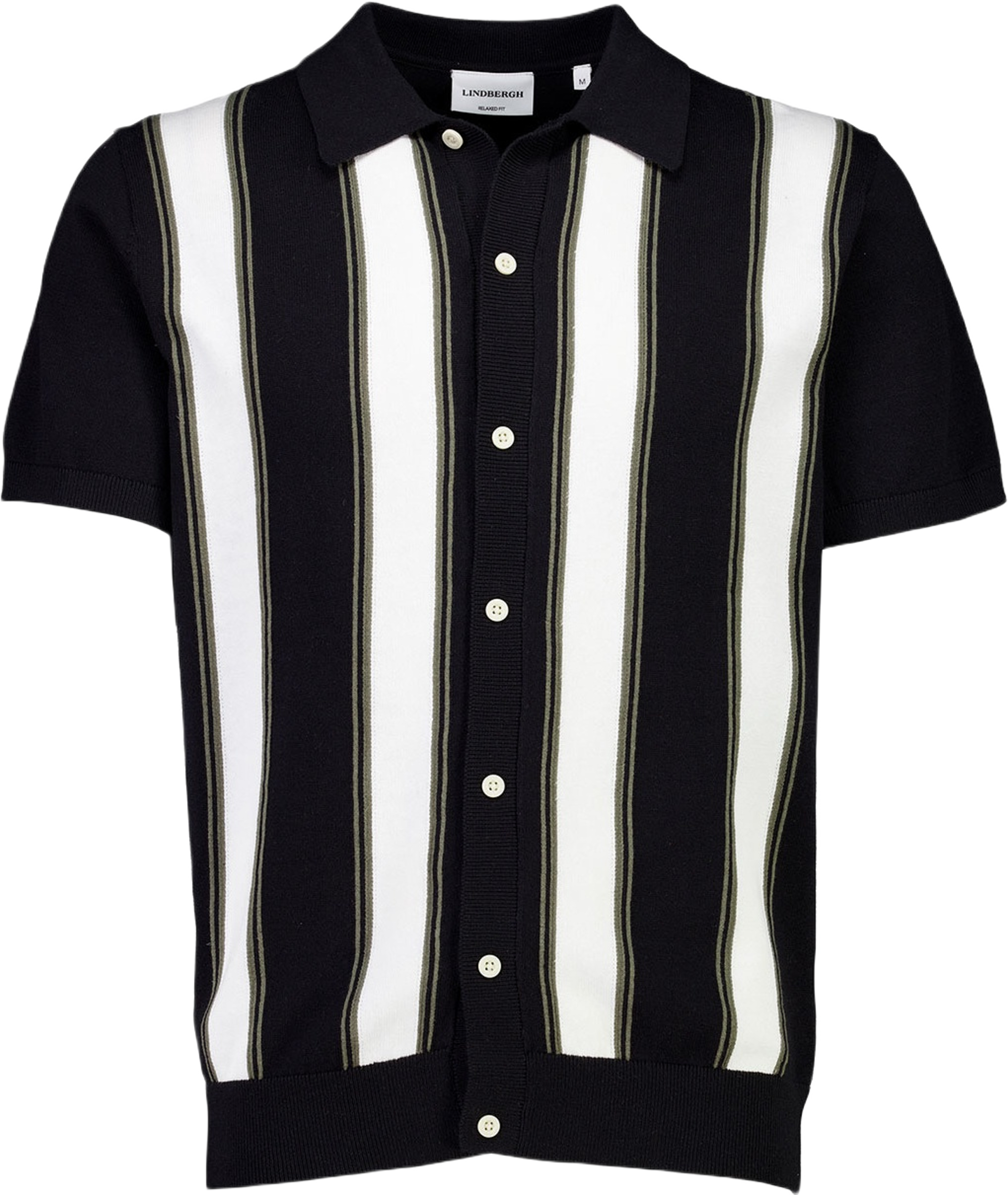 Knitted polo cardigan, från Lindbergh, i färgen Black. Klicka för att öppna bilden i stort format