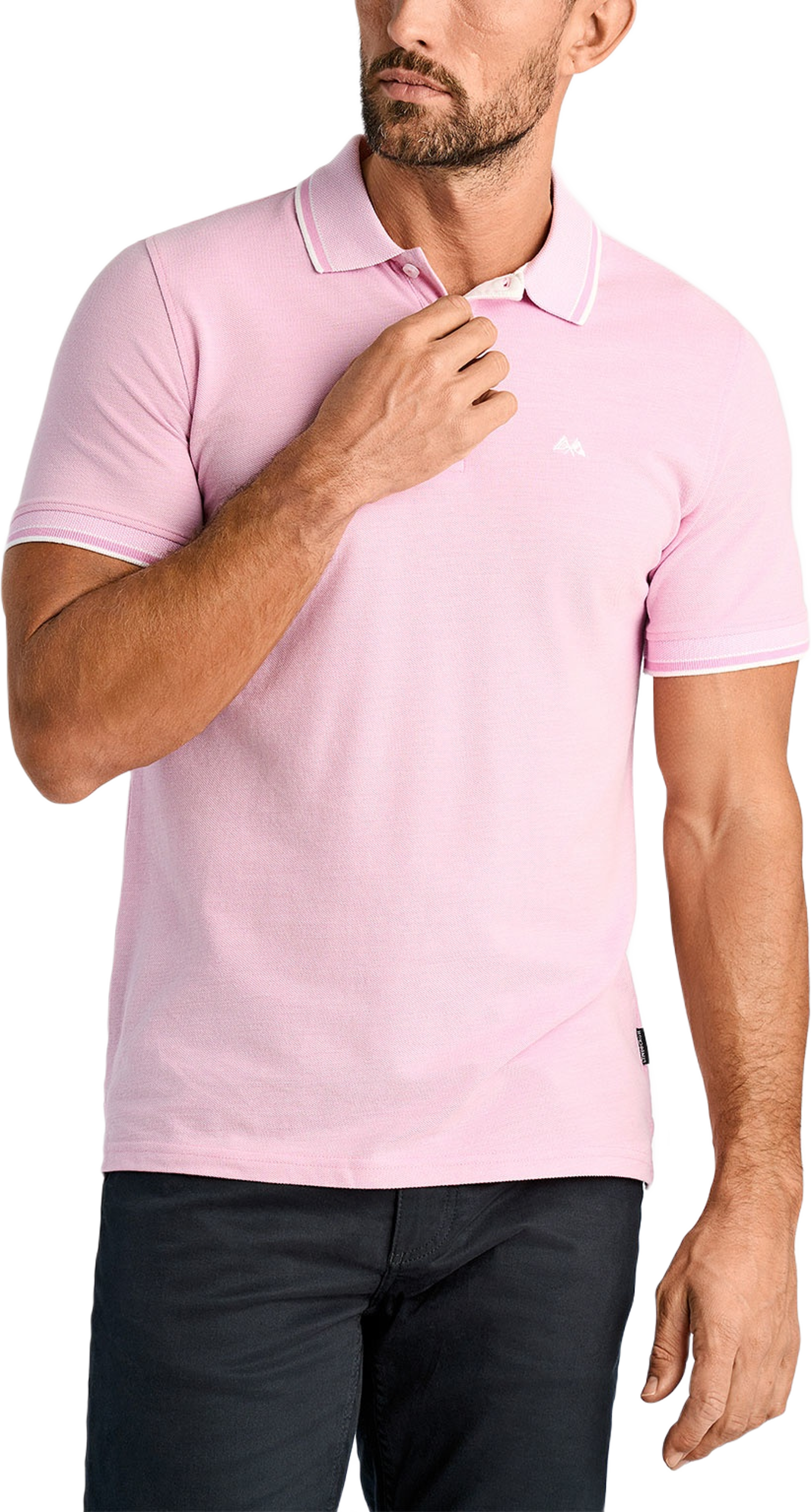 Orangic cotton polo piqué S/S- relaxed fit- regular collar, från Lindbergh, i färgen Pink. Klicka för att öppna bilden i stort format
