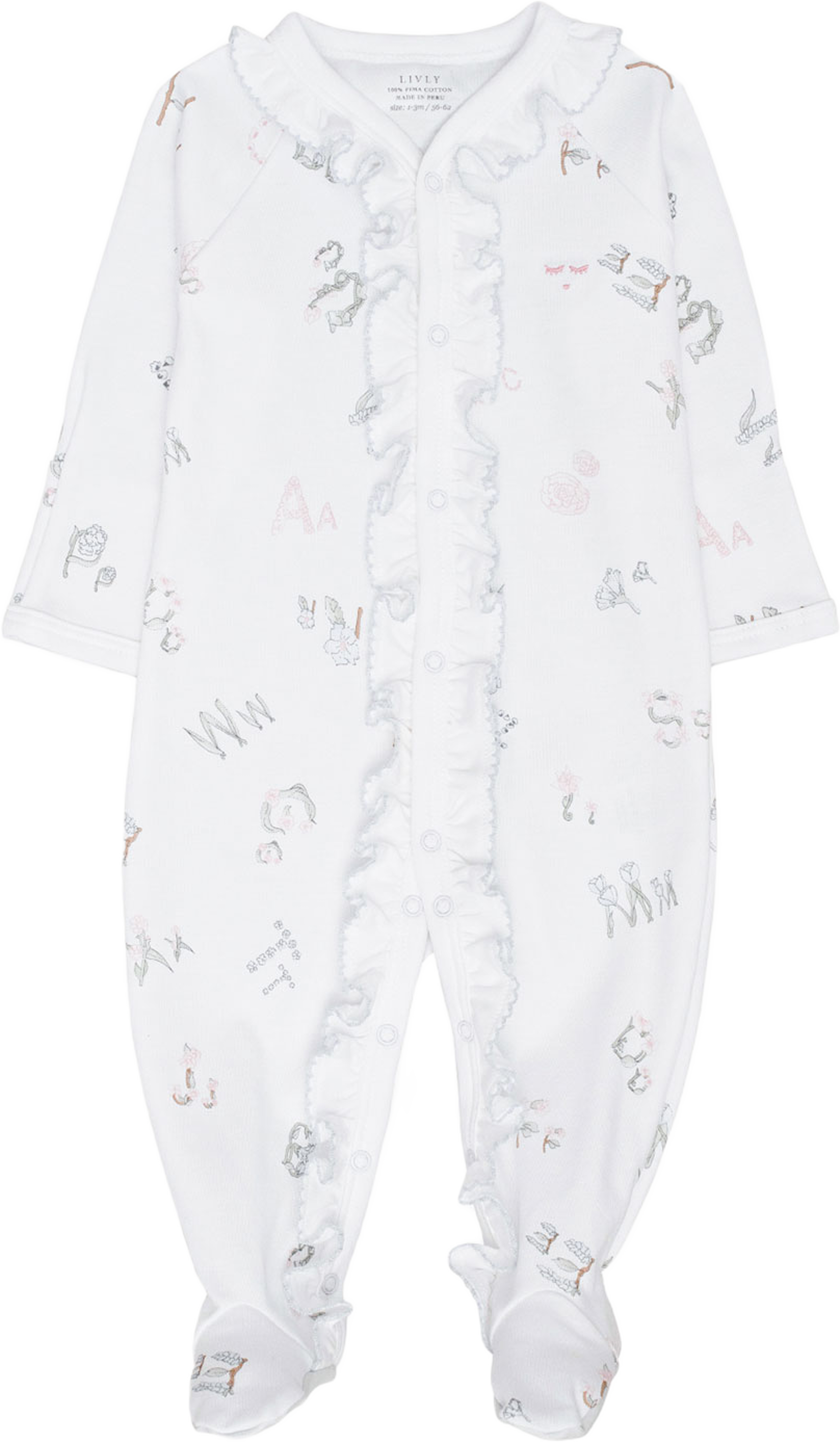 Alphabet Flowers Ruffled Footie