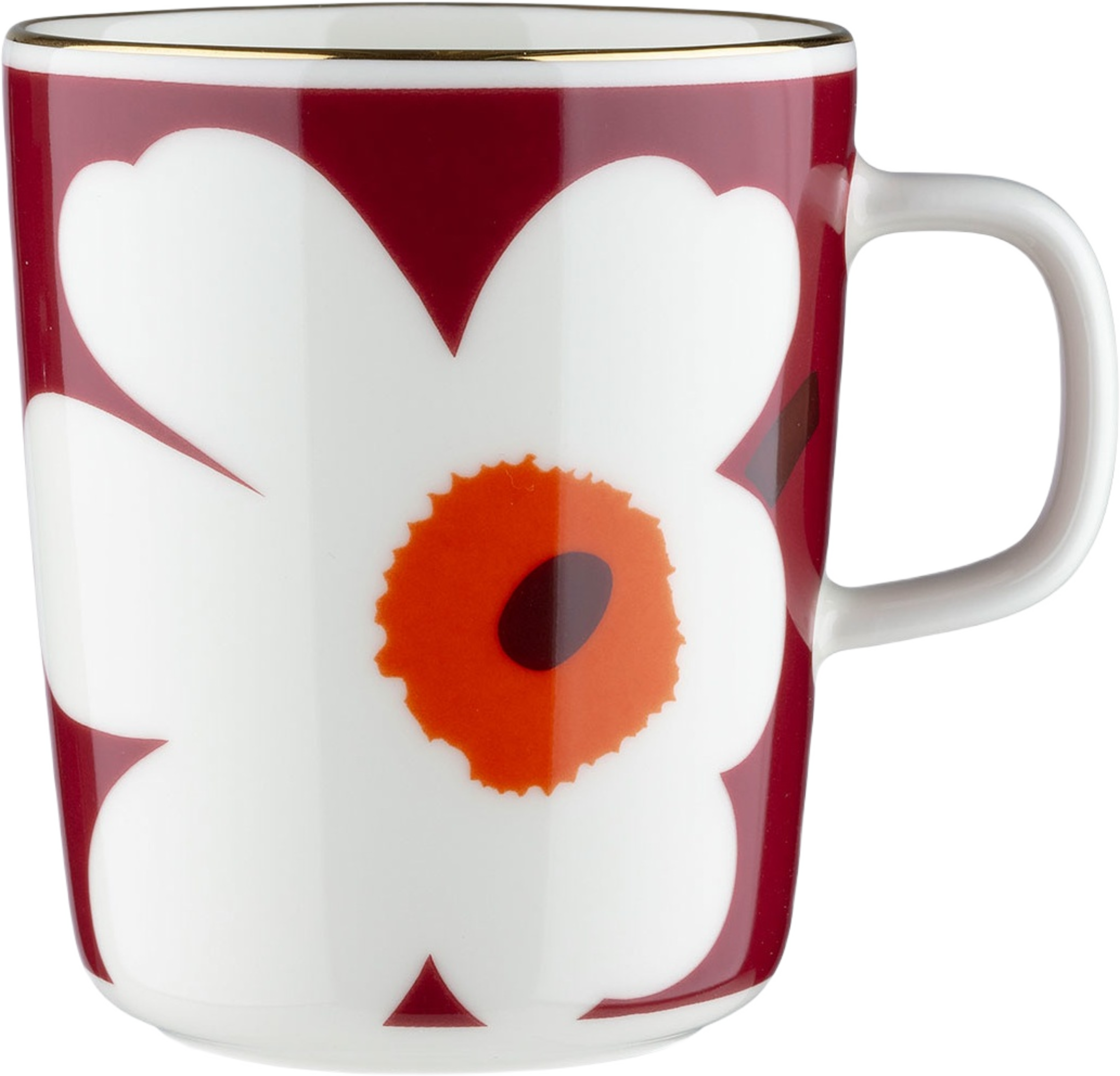 Juhla Unikko Mug 2,5 Dl 2 Pcs, från Marimekko, i färgen White, Burgundy, Gold. Klicka för att öppna bilden i stort format