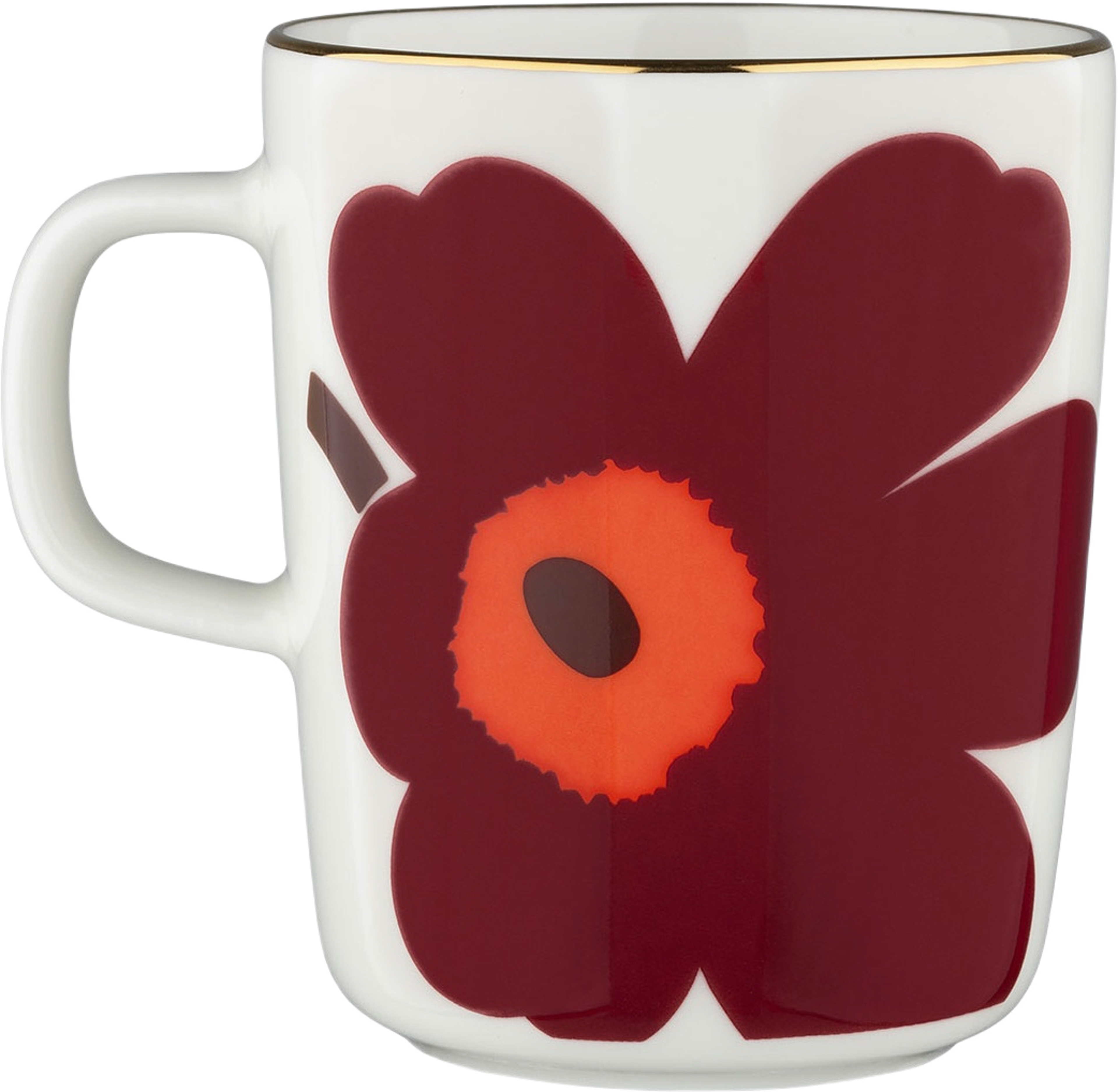 Juhla Unikko Mug 2,5 Dl 2 Pcs, från Marimekko, i färgen White, Burgundy, Gold. Klicka för att öppna bilden i stort format