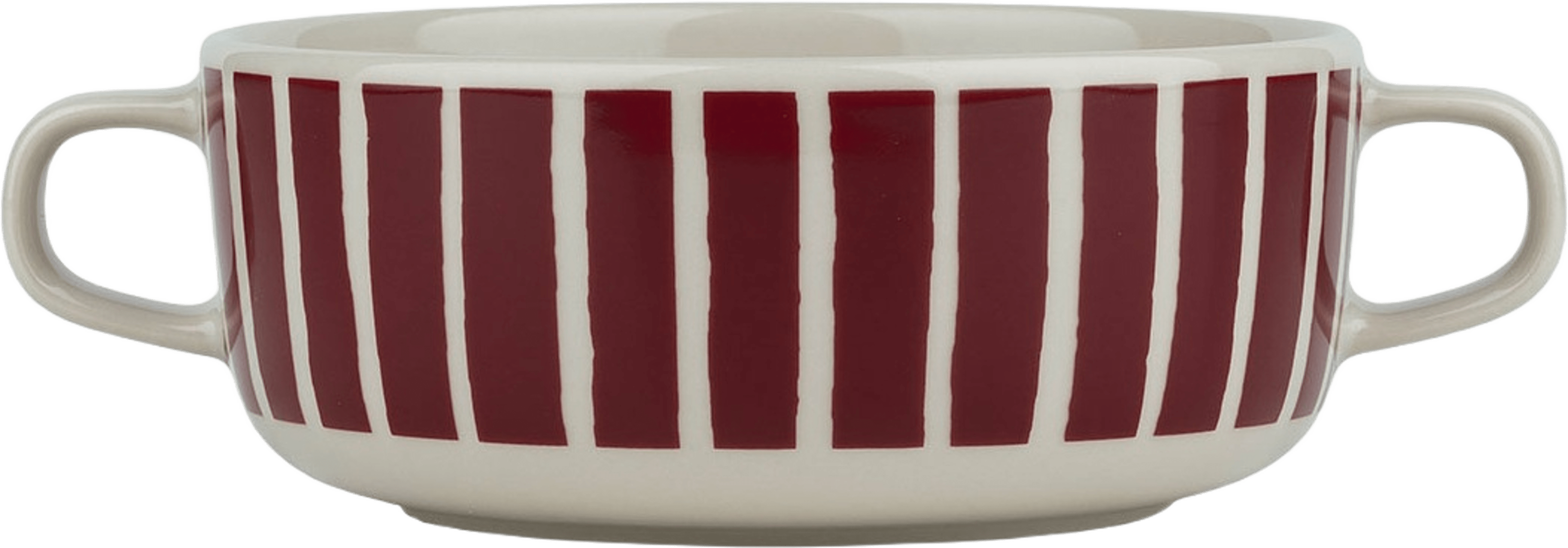 Piccolo Bowl With Handles 5dl, från Marimekko, i färgen Stoneware, Burgundy. Klicka för att öppna bilden i stort format