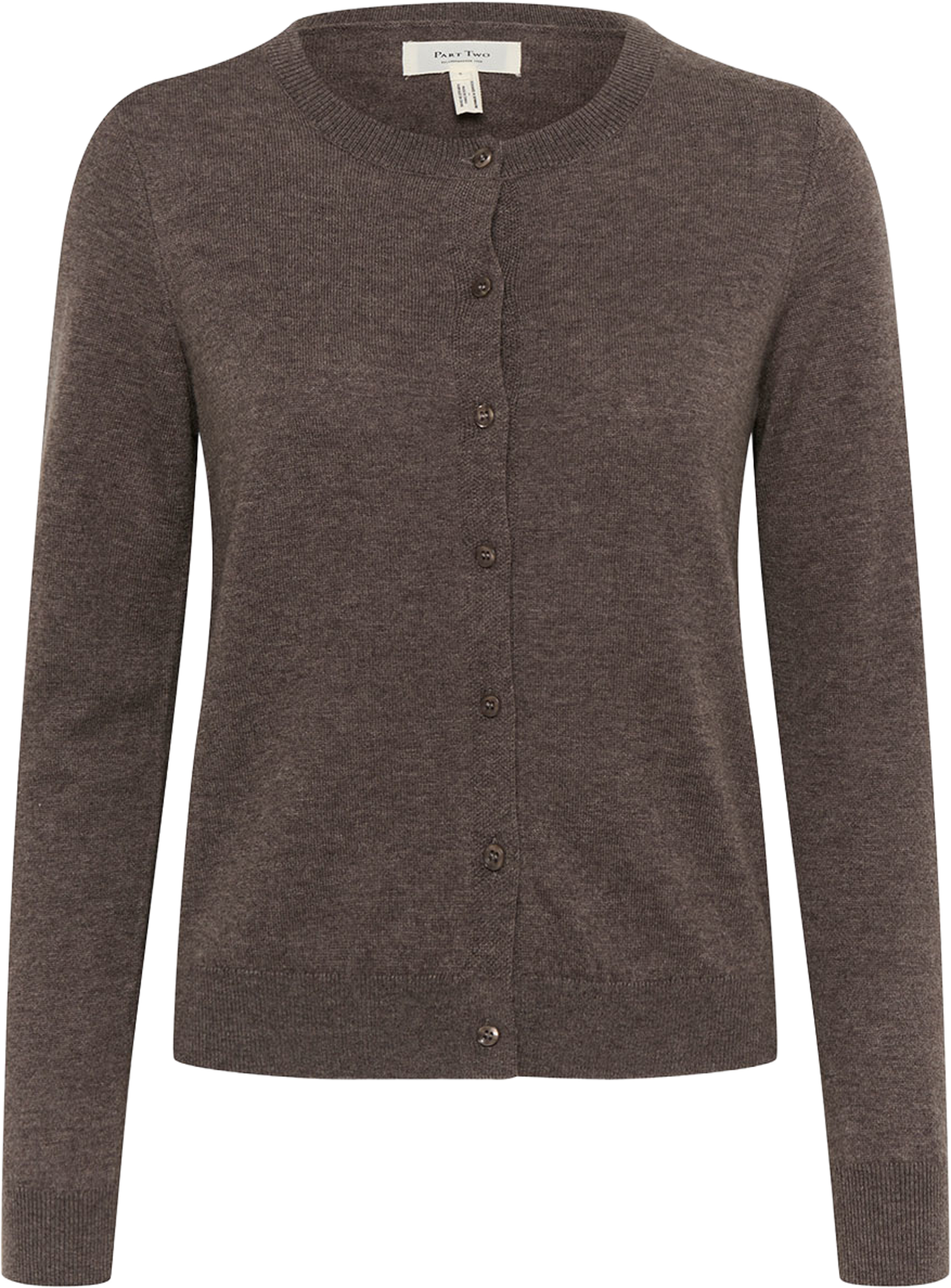EllahPW Cardigan, från Part Two, i färgen Dark Mink Melange. Klicka för att öppna bilden i stort format