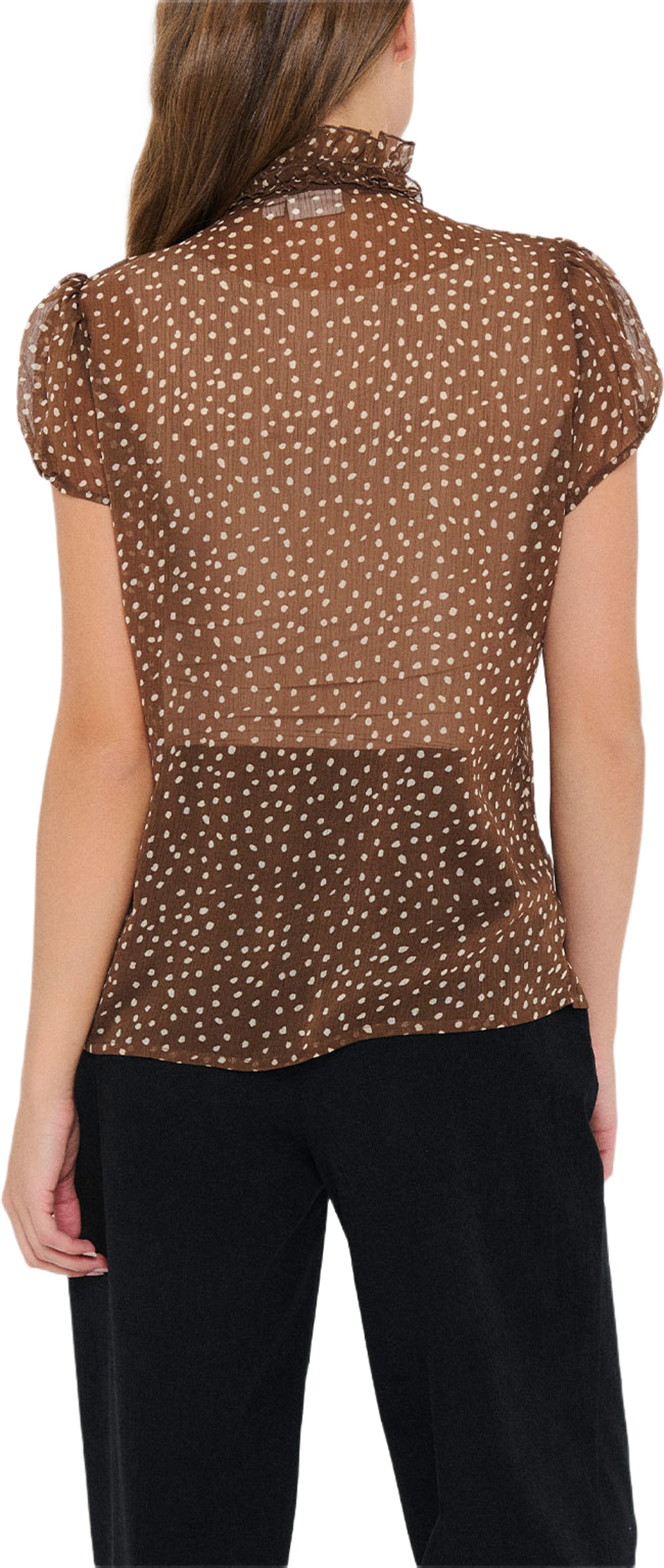 LiljaSZ Crinkle Shirt, från Saint Tropez, i färgen Fudge Brown Rice Drea Dot. Klicka för att öppna bilden i stort format