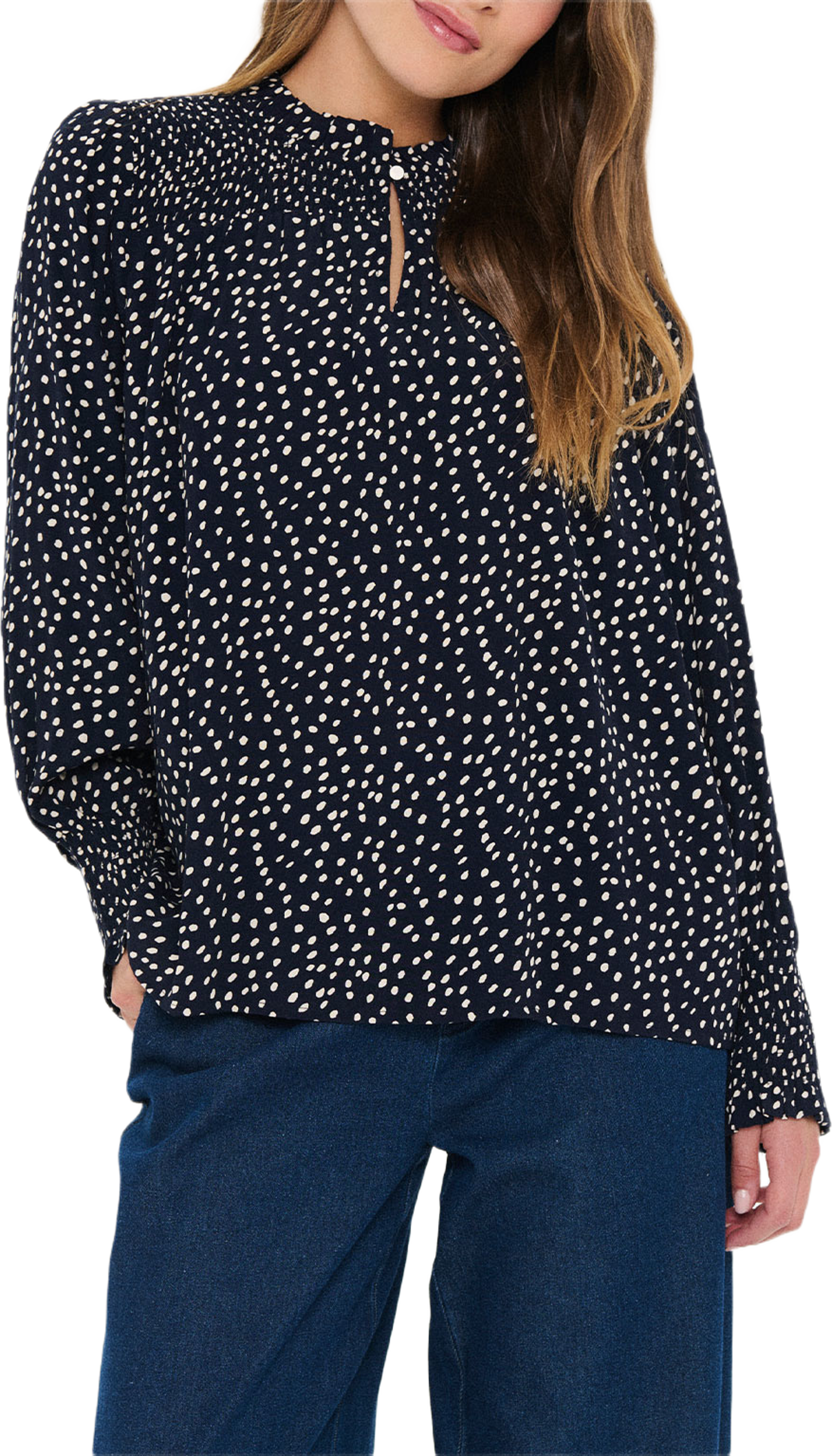 MalikaSZ Blouse, från Saint Tropez, i färgen Nightsky Creme Drea Dot.