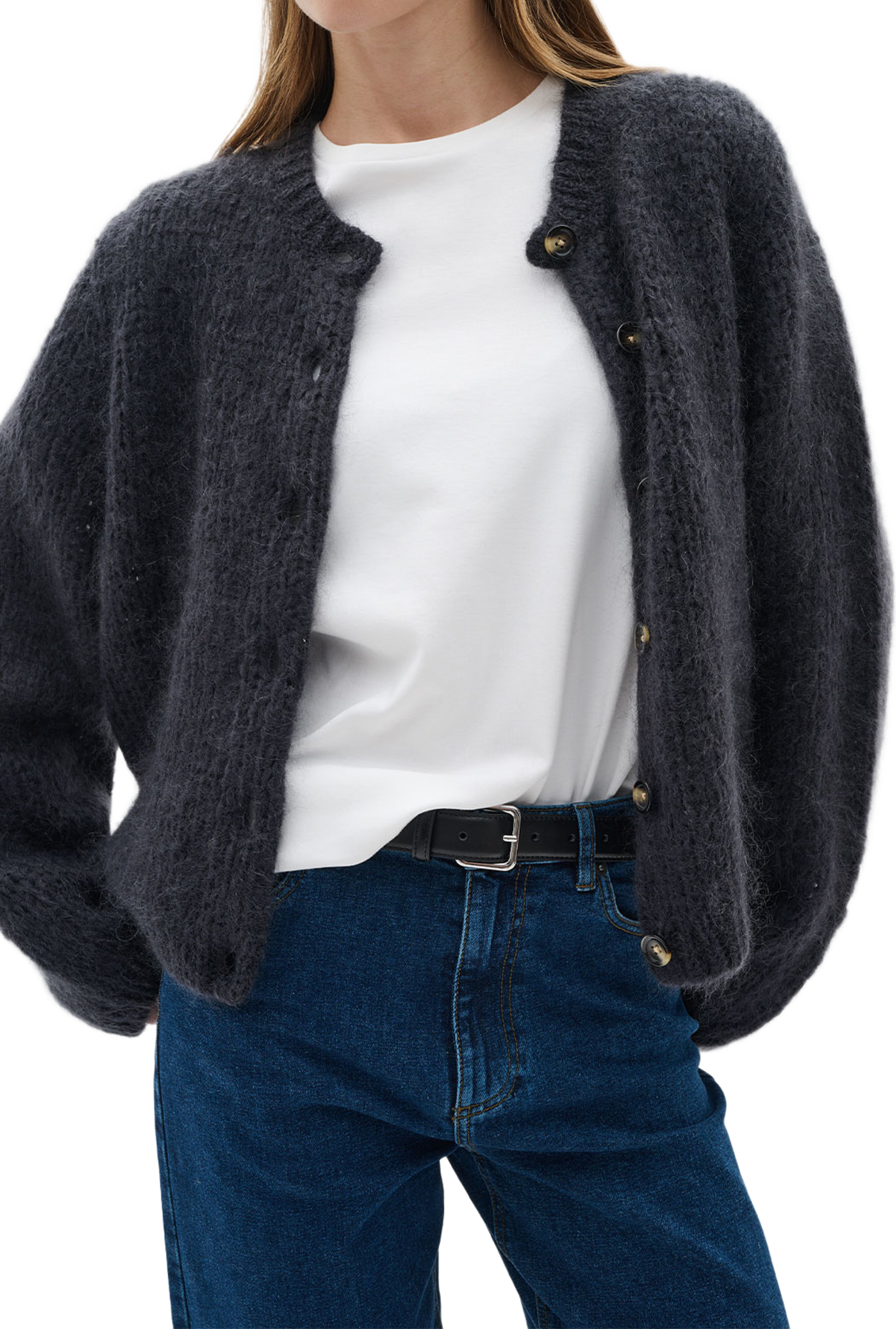 Jetra Cardigan, från Inwear, i färgen Dark Grey Melange. Klicka för att öppna bilden i stort format