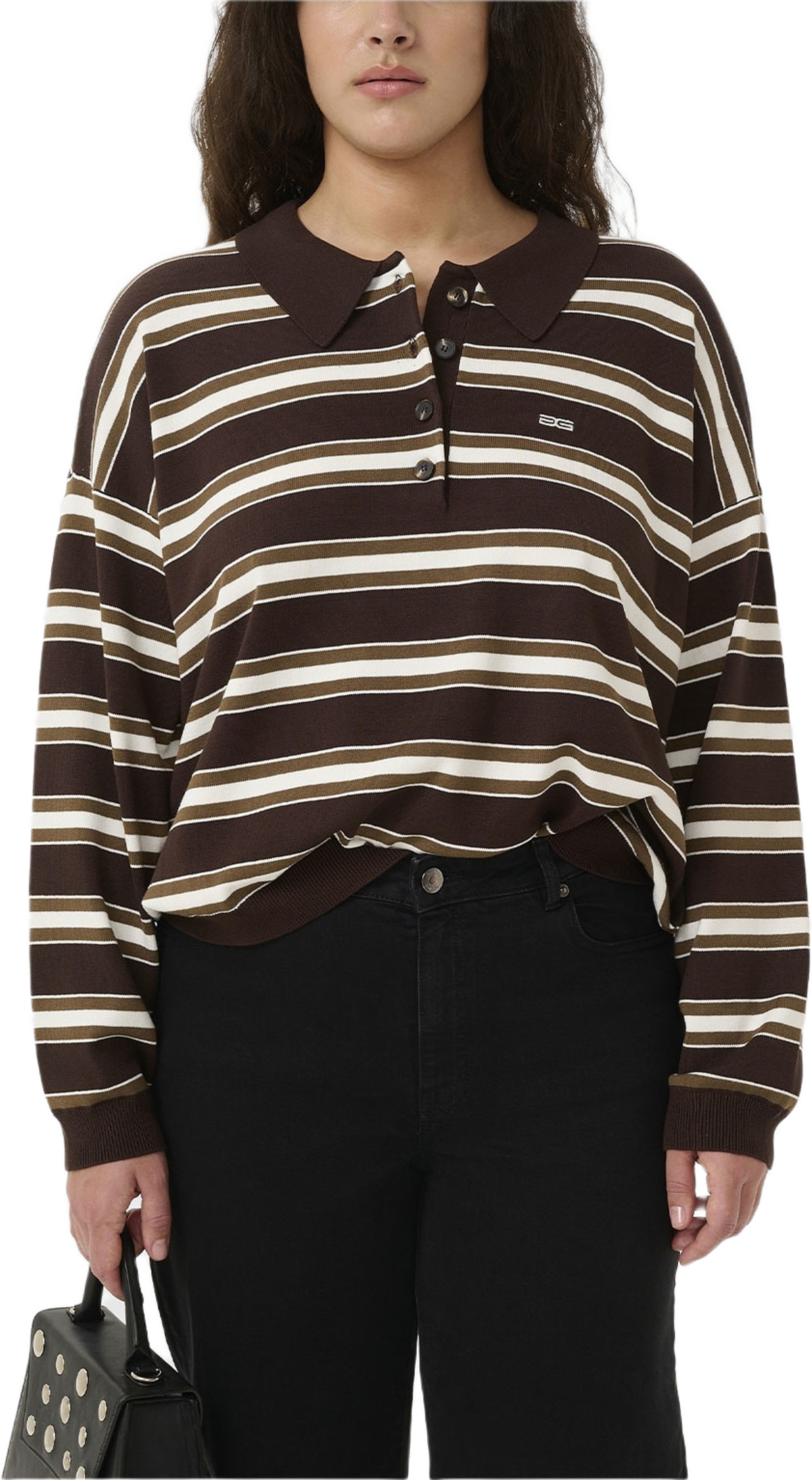 GZpaige Poloshirt, från Gestuz, i färgen Molé/Dark Beech/Egret.