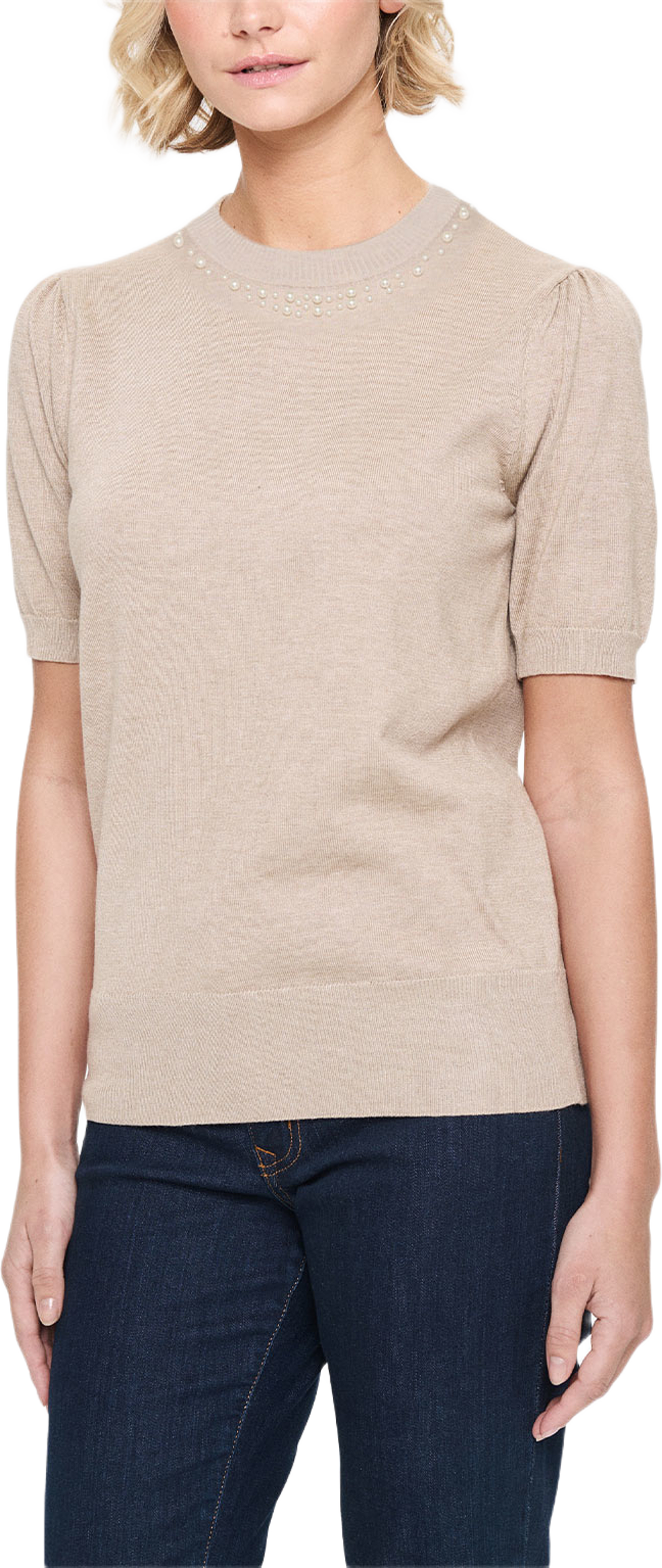 TemmaSZ SS Pullover, från Saint Tropez, i färgen Gray Morn Melange. Klicka för att öppna bilden i stort format