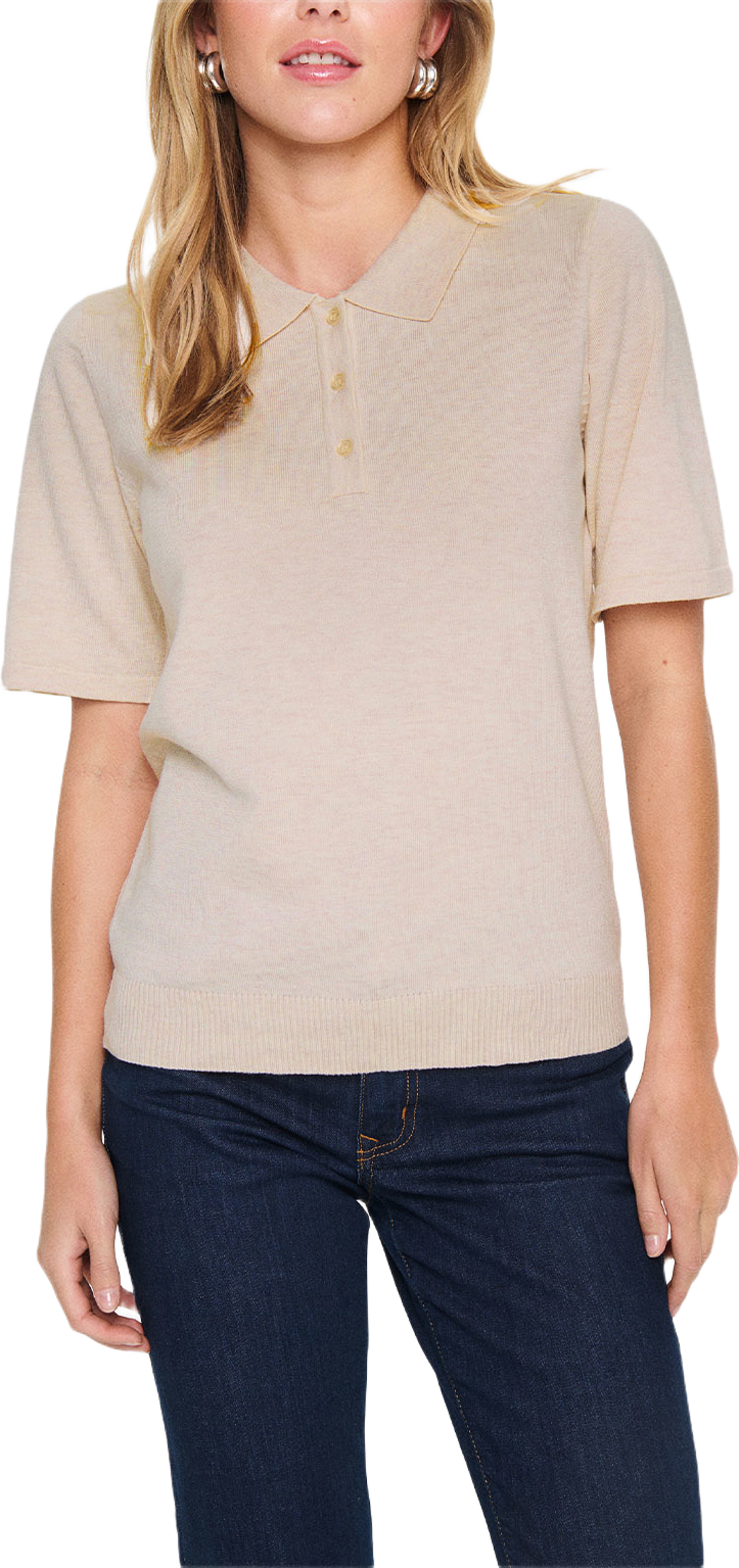 MilaSZ Polo SS Pullover, från Saint Tropez, i färgen Gray Morn Melange. Klicka för att öppna bilden i stort format