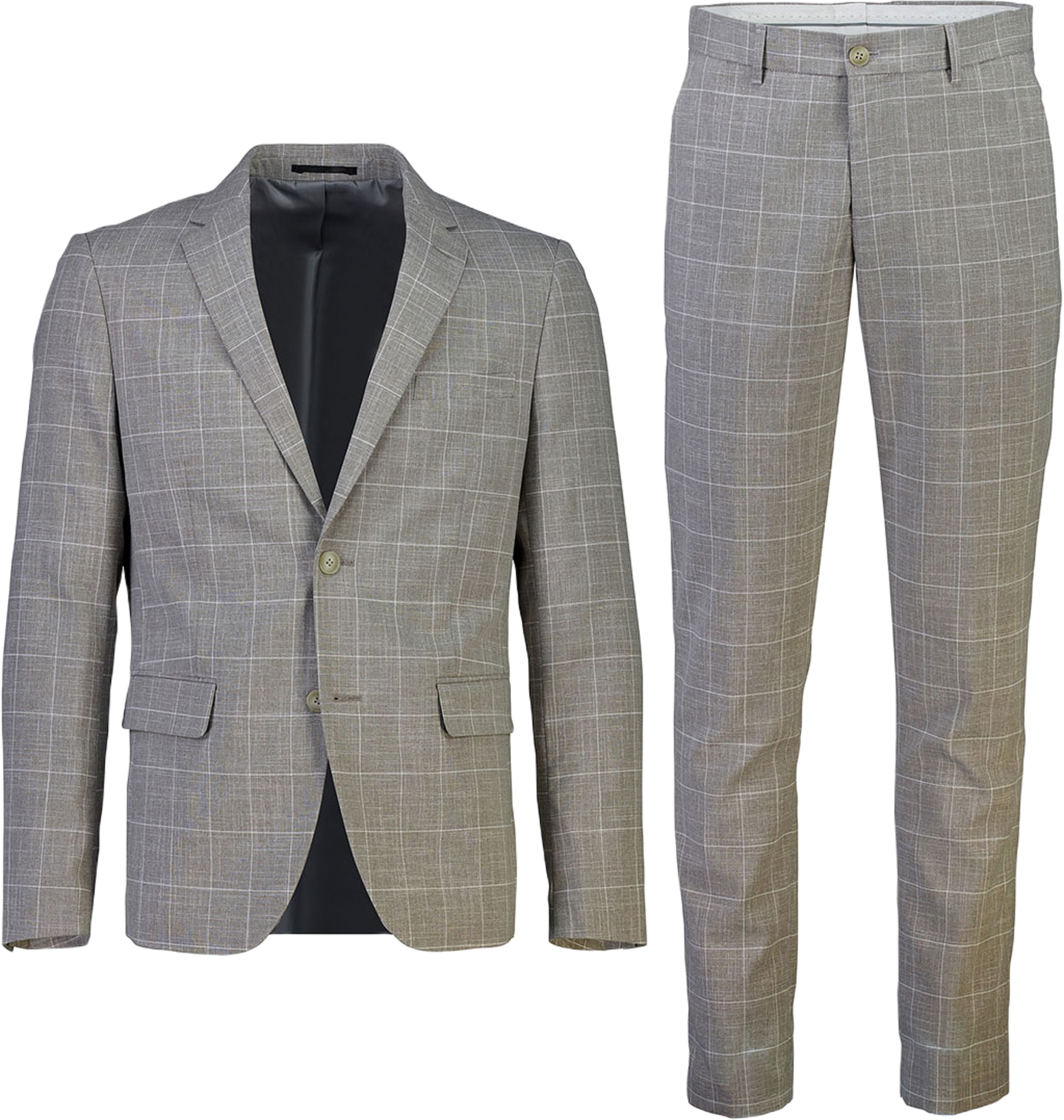 Checked Slub Viscose Blend Suit