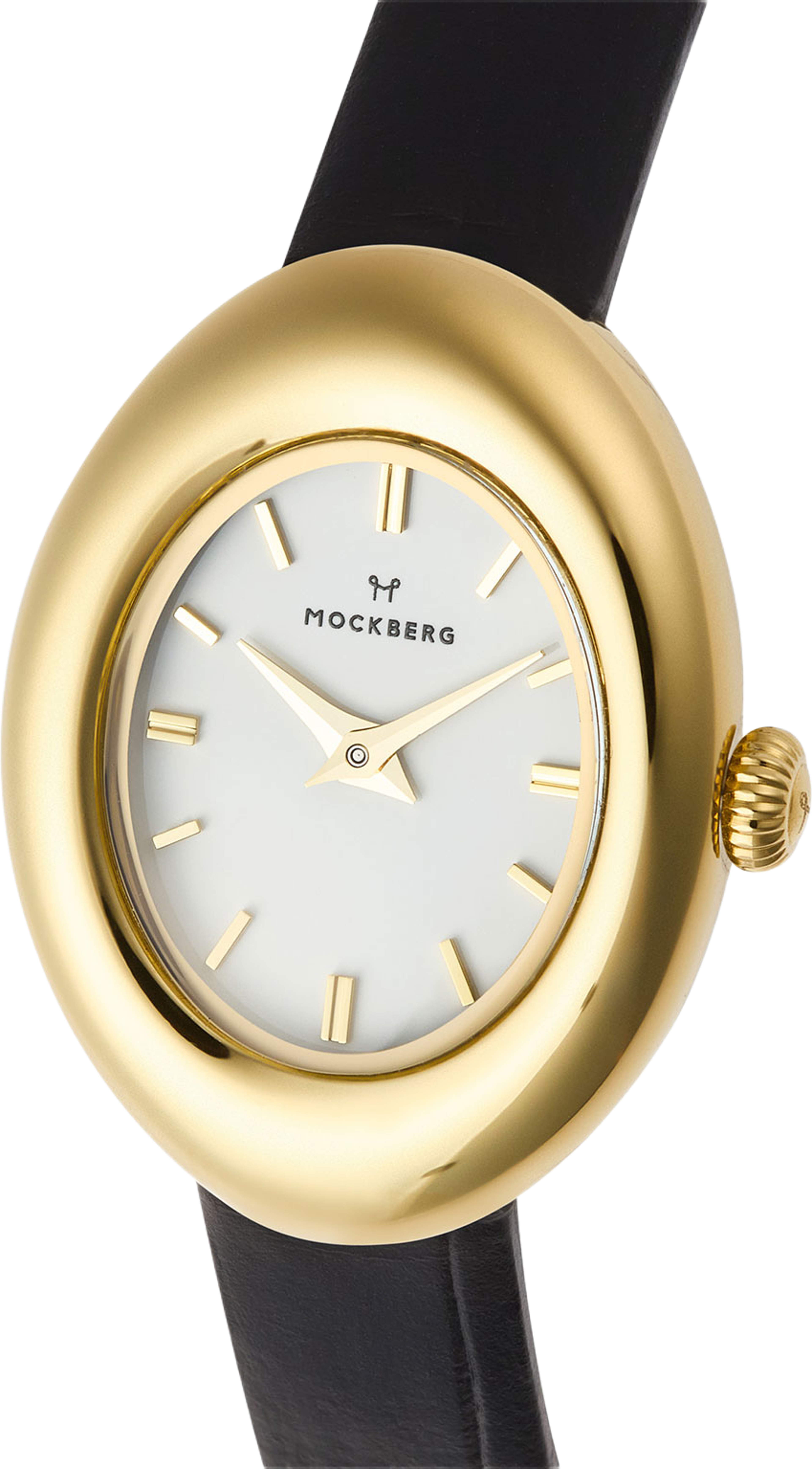 Belle Oval Leather Gold Watch, från Mockberg, i färgen Gold. Klicka för att öppna bilden i stort format