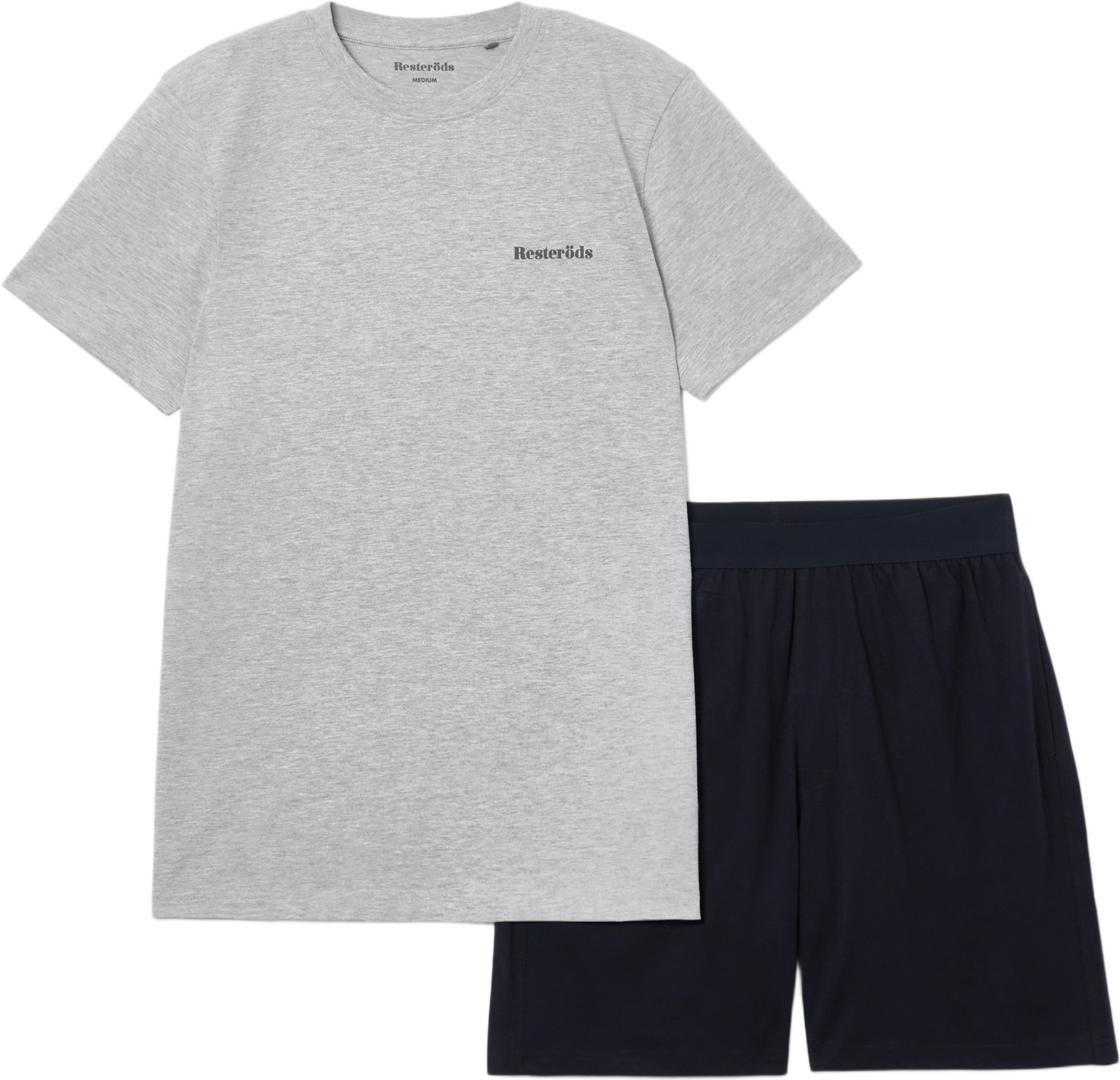 Pyjamasset Shorts, från Resteröds, i färgen Grey Melange/Navy. Klicka för att öppna bilden i stort format