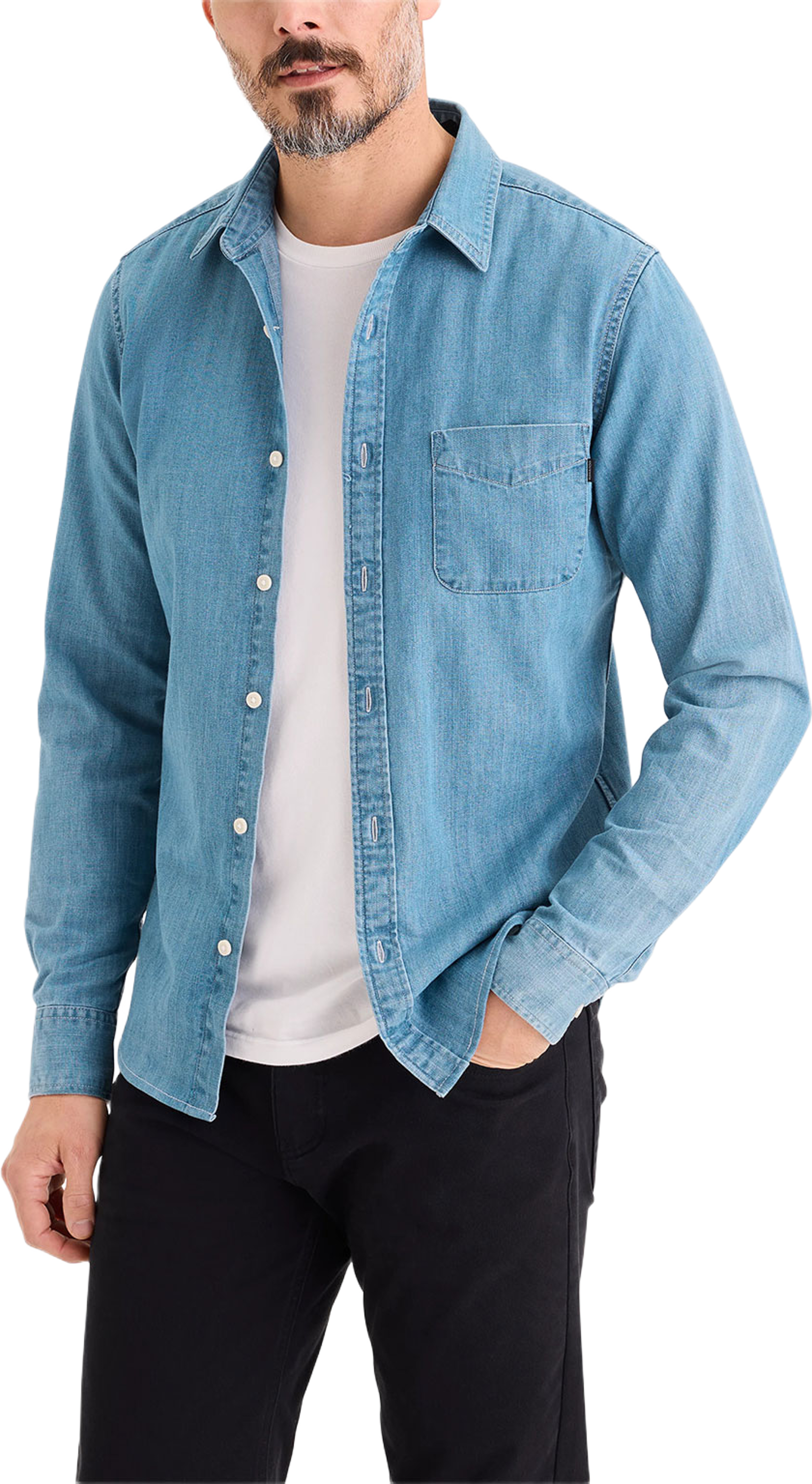 Slim Original Shirt, från Dockers, i färgen Med Indigo - Flat Finish. Klicka för att öppna bilden i stort format
