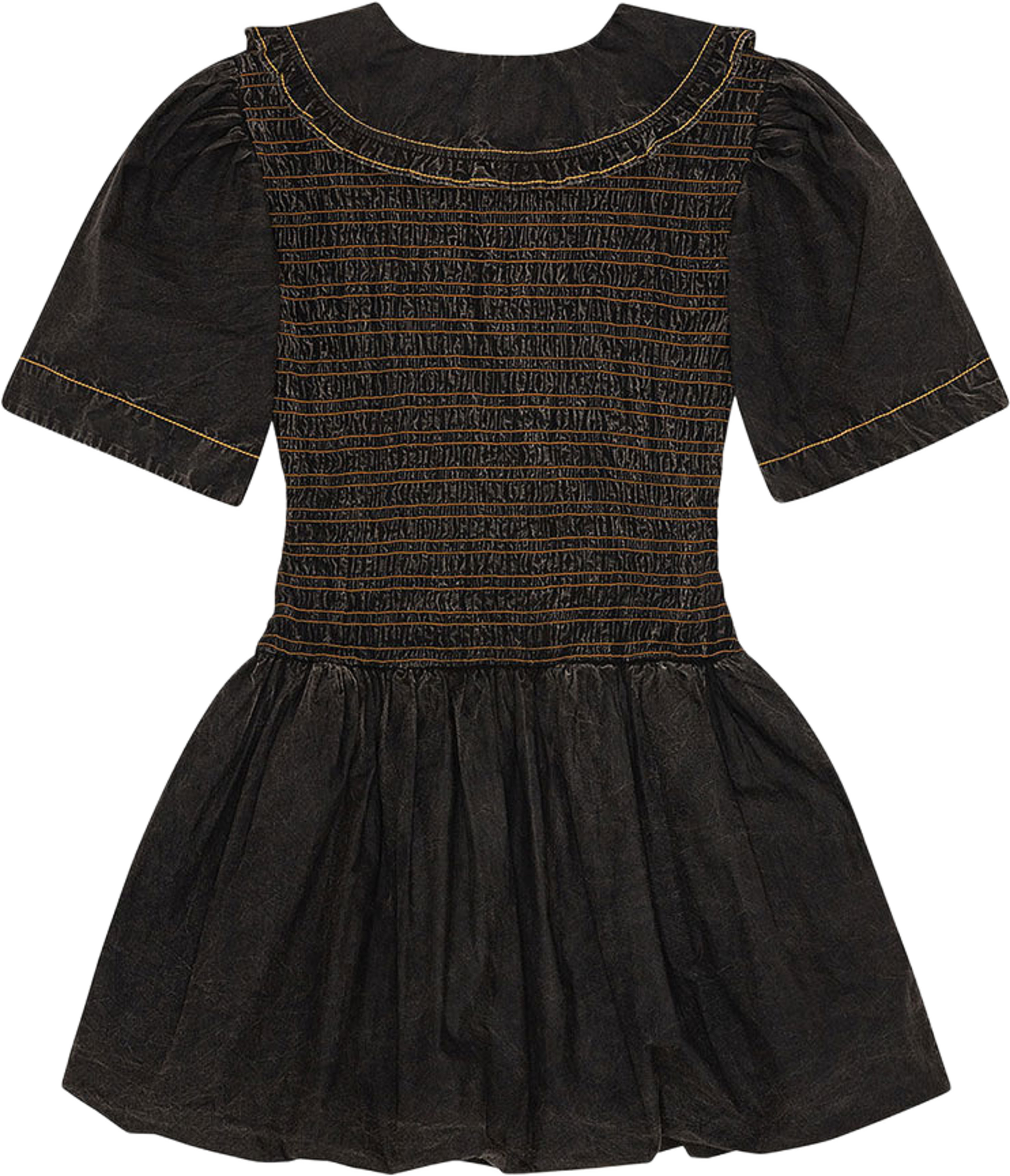 Garment Dyed Cotton Mini Smock Bubble Dress