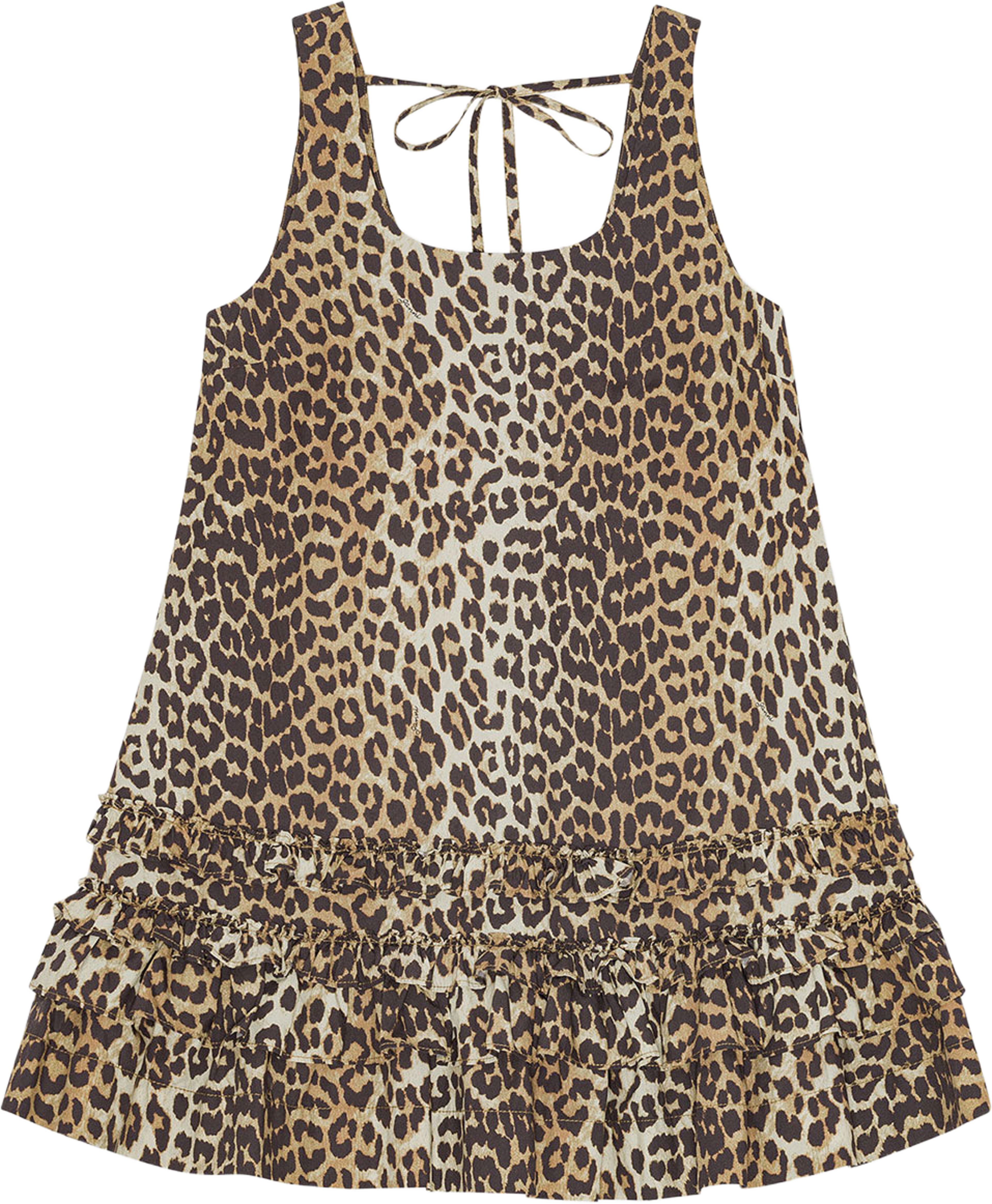 Printed Cotton Poplin U-neck Mini Dress