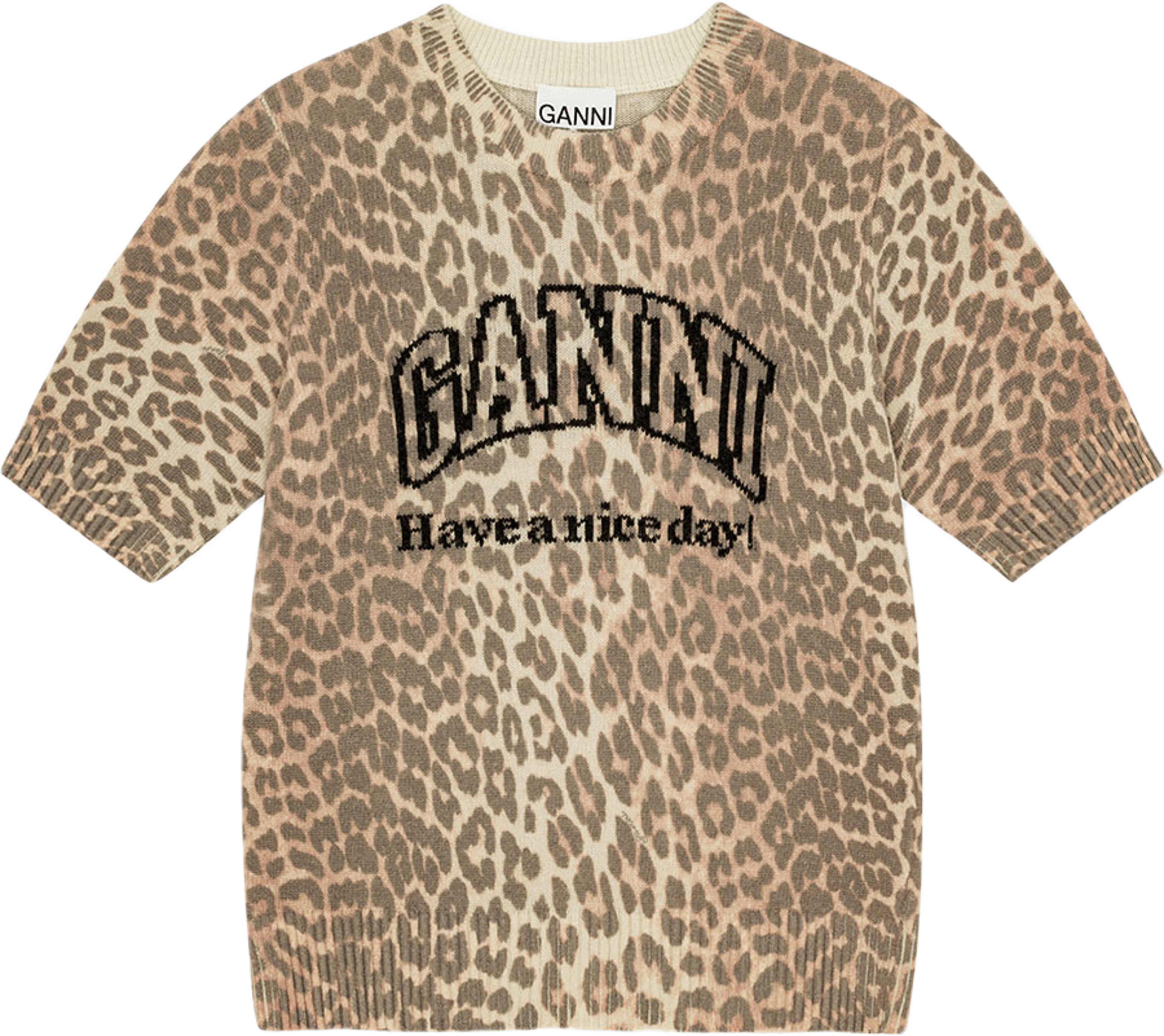 Graphic Wool Mix Printed Leopard T-shirt
