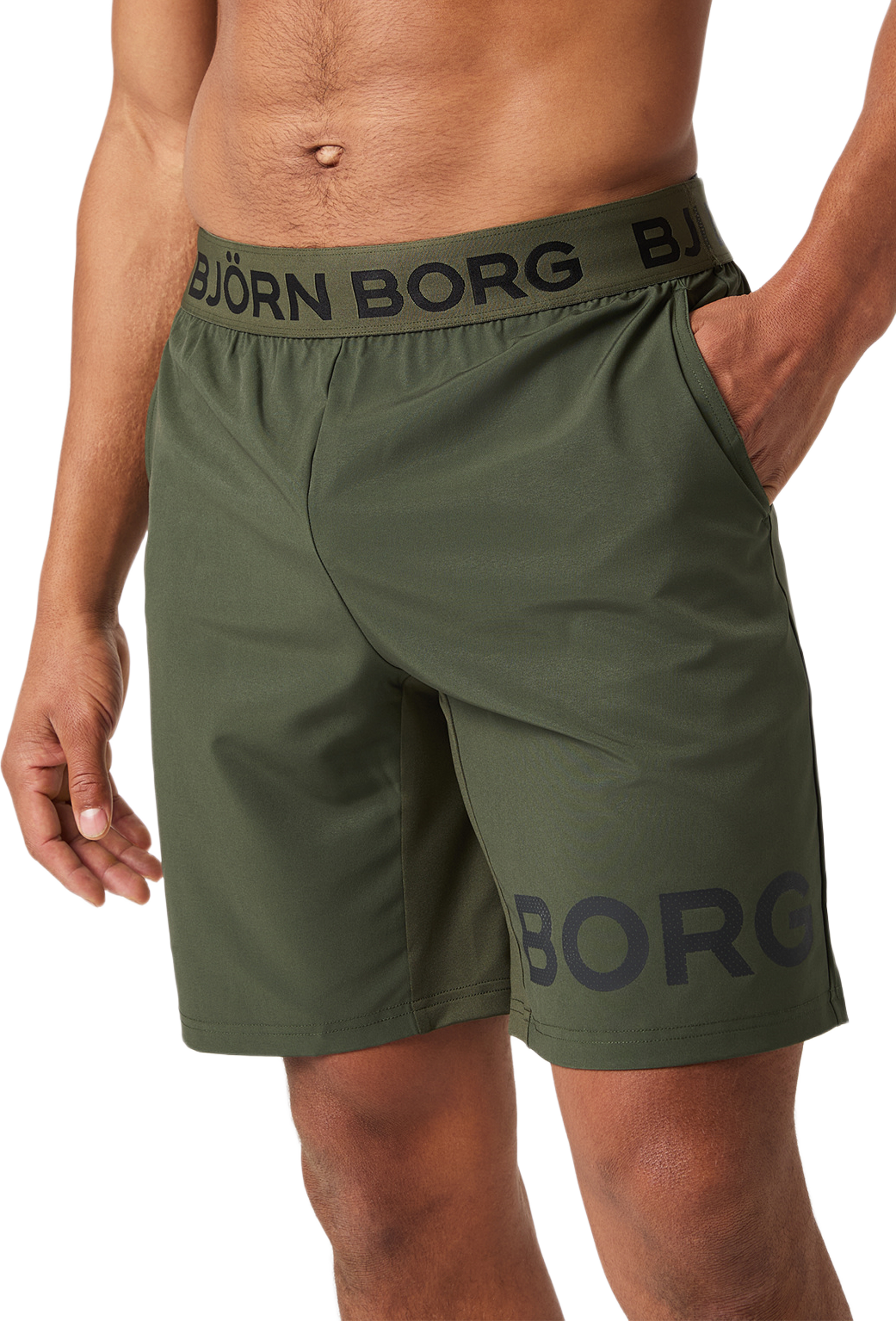 Borg Shorts, från Björn Borg Sport, i färgen Forest Night. Klicka för att öppna bilden i stort format