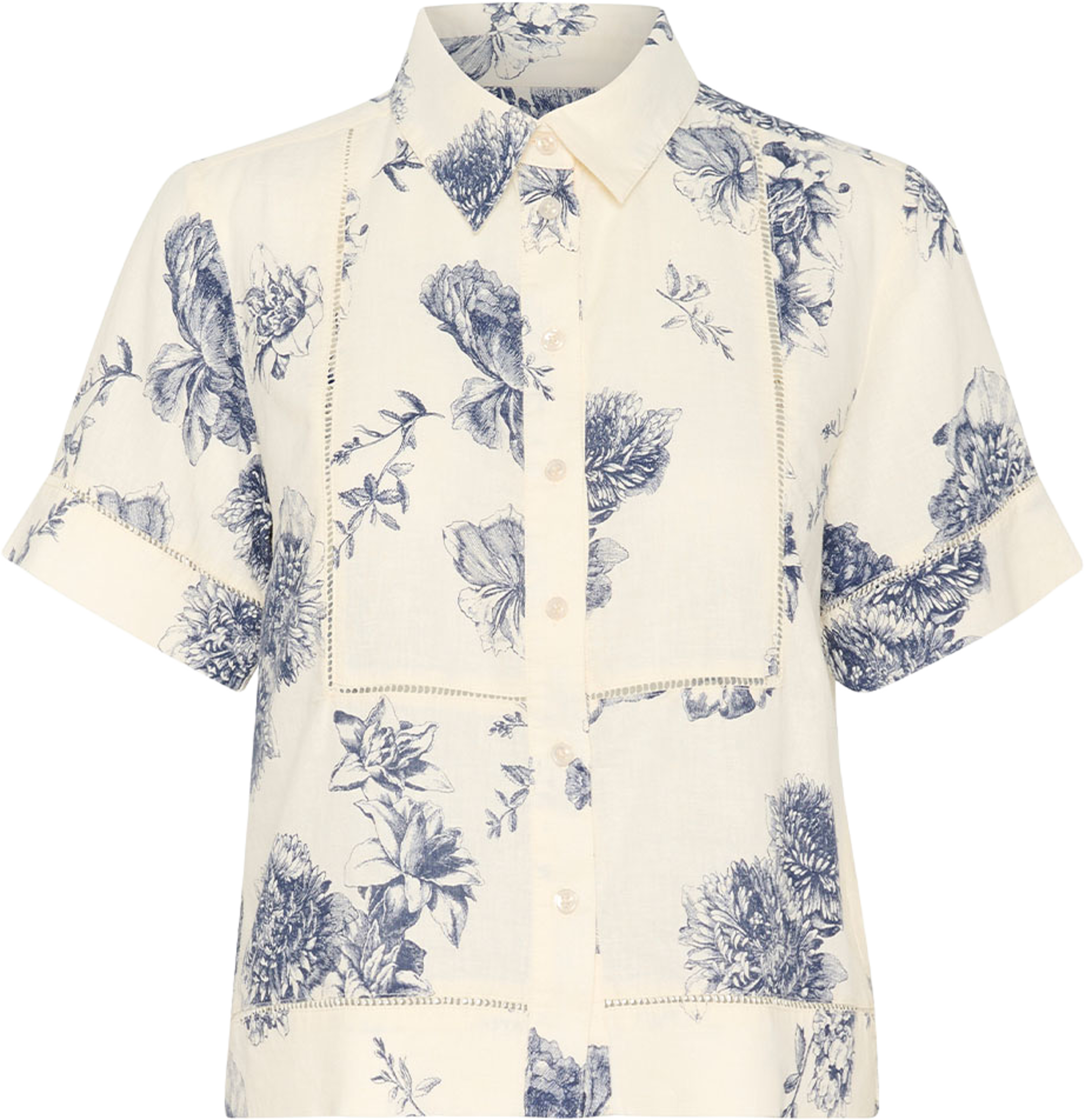 Rebitta PW SH Shirt, från Part Two, i färgen Oceana Stunning Flower Print. Klicka för att öppna bilden i stort format