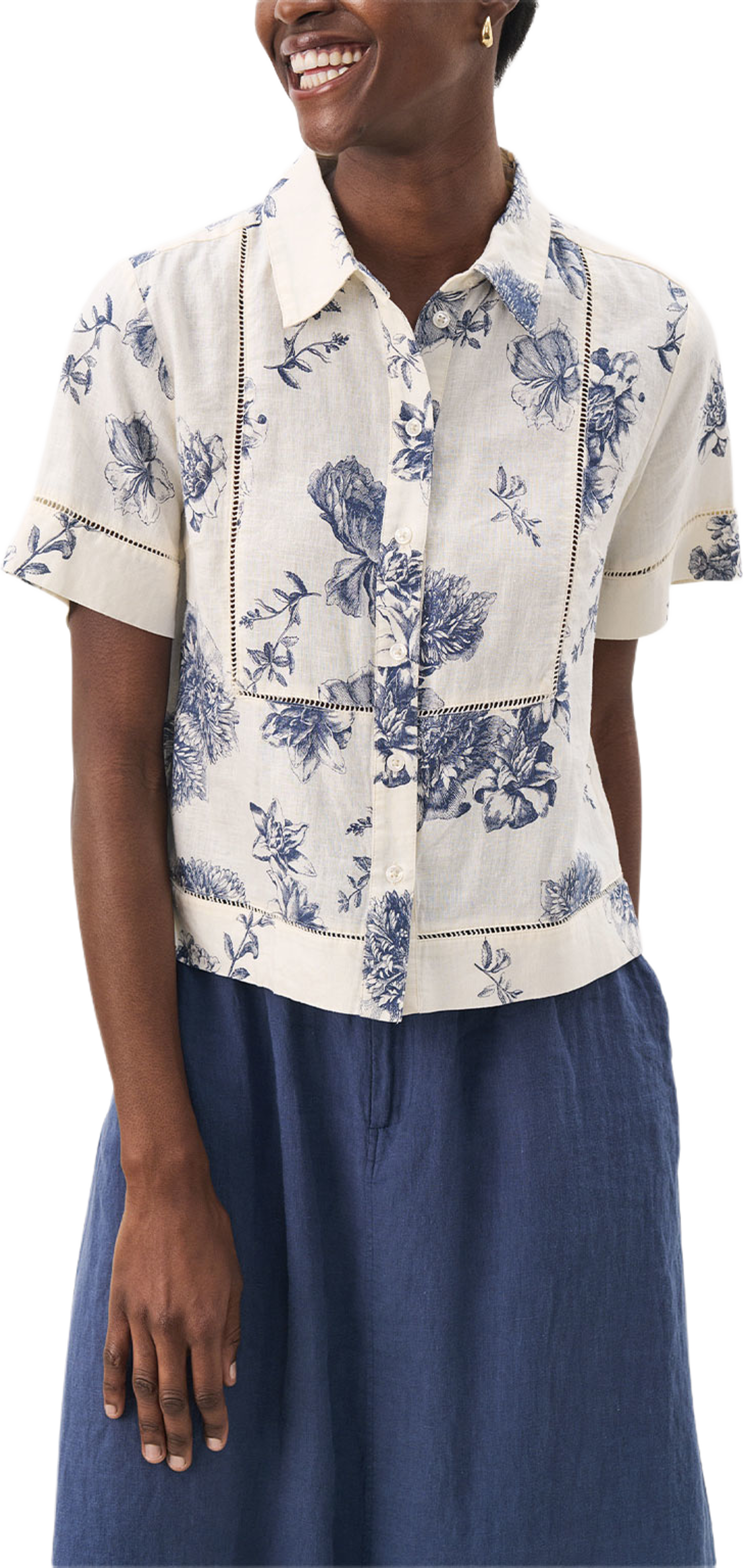 Rebitta PW SH Shirt, från Part Two, i färgen Oceana Stunning Flower Print. Klicka för att öppna bilden i stort format