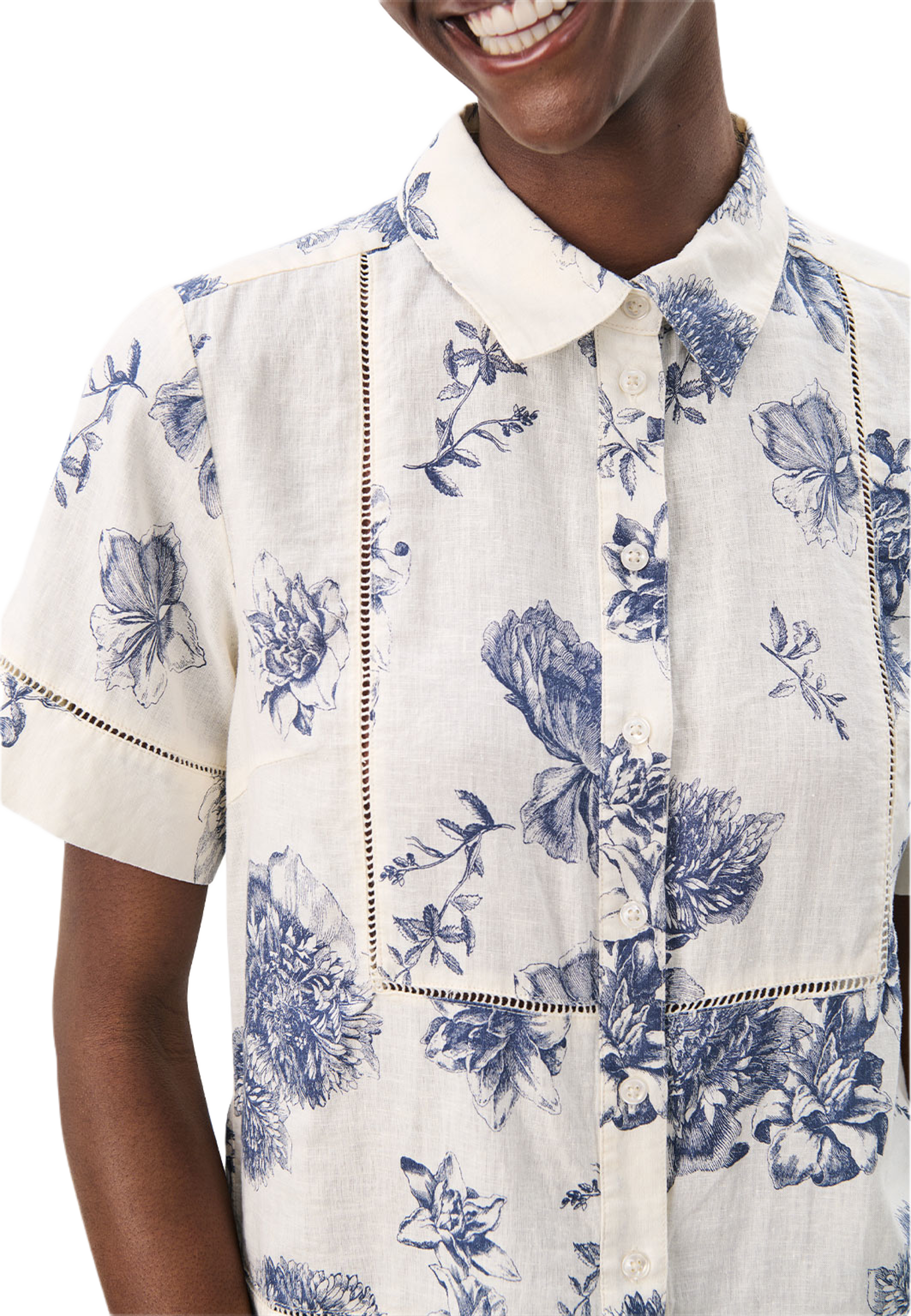 Rebitta PW SH Shirt, från Part Two, i färgen Oceana Stunning Flower Print. Klicka för att öppna bilden i stort format