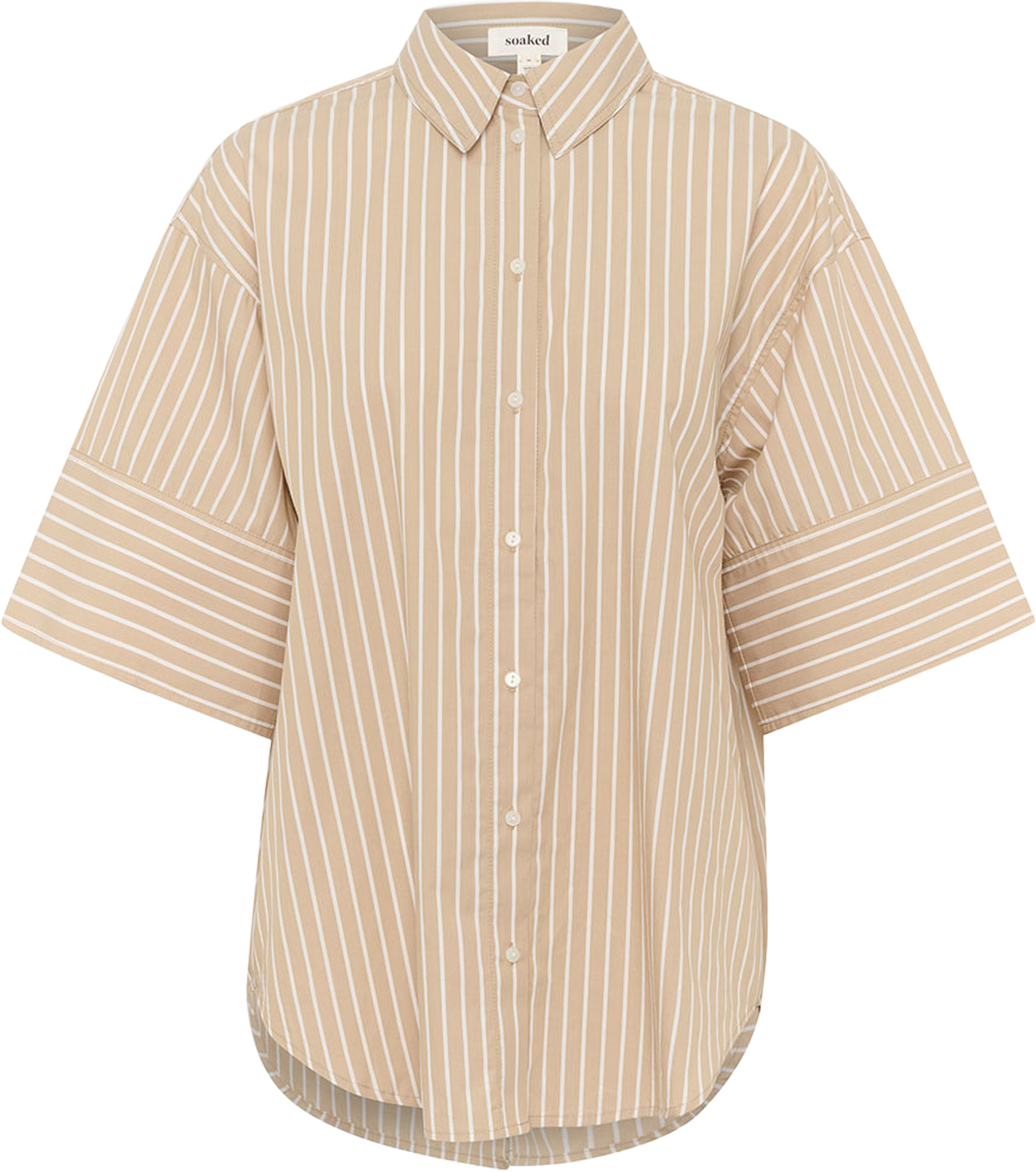 Kaily Shirt SS, från Soaked In Luxury, i färgen Travertine Stripes. Klicka för att öppna bilden i stort format