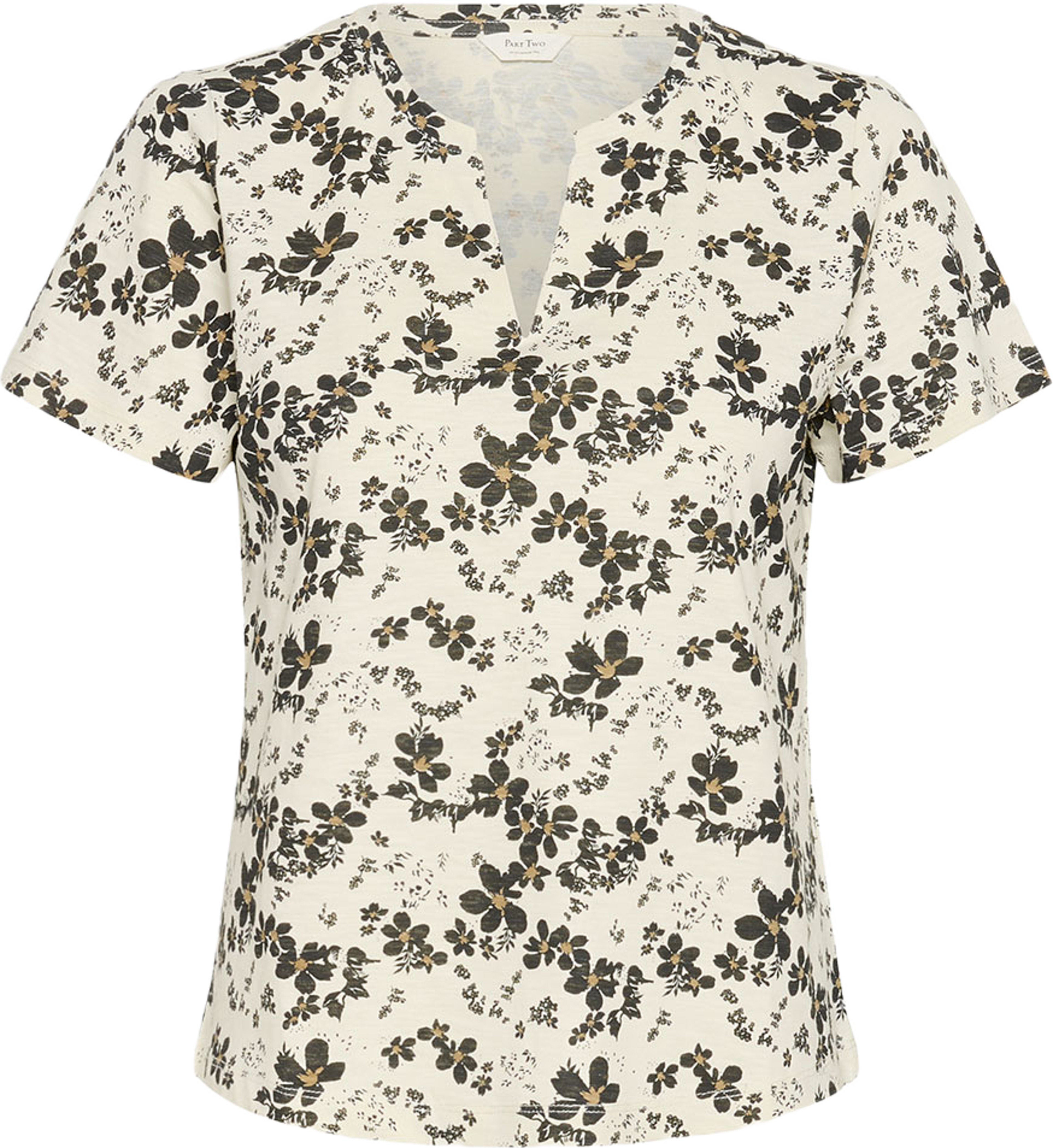 GesinasPW T-shirt, från Part Two, i färgen Black Contrast Flower Print. Klicka för att öppna bilden i stort format