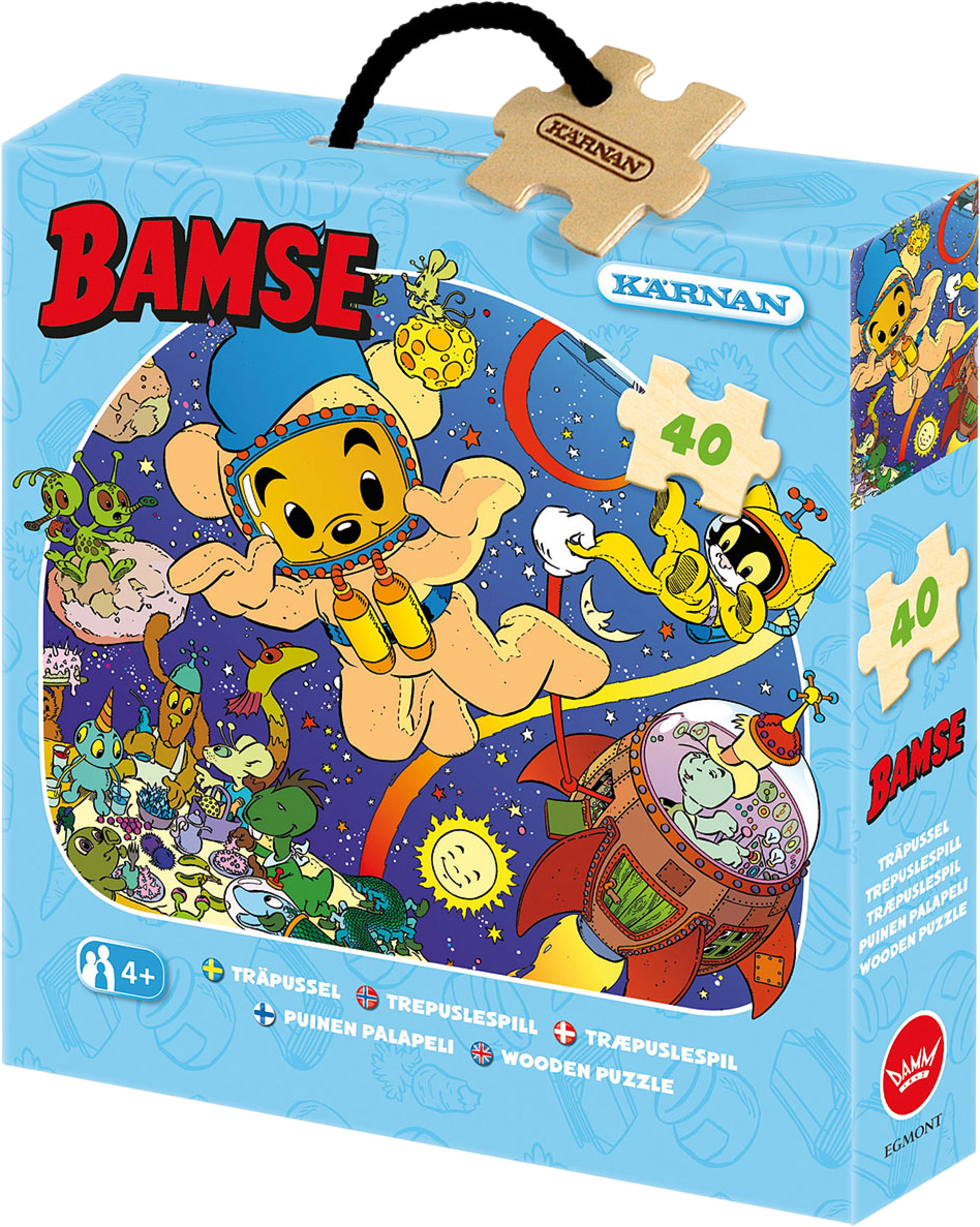 Träpussel med 40 bitar, Bamse i rymden