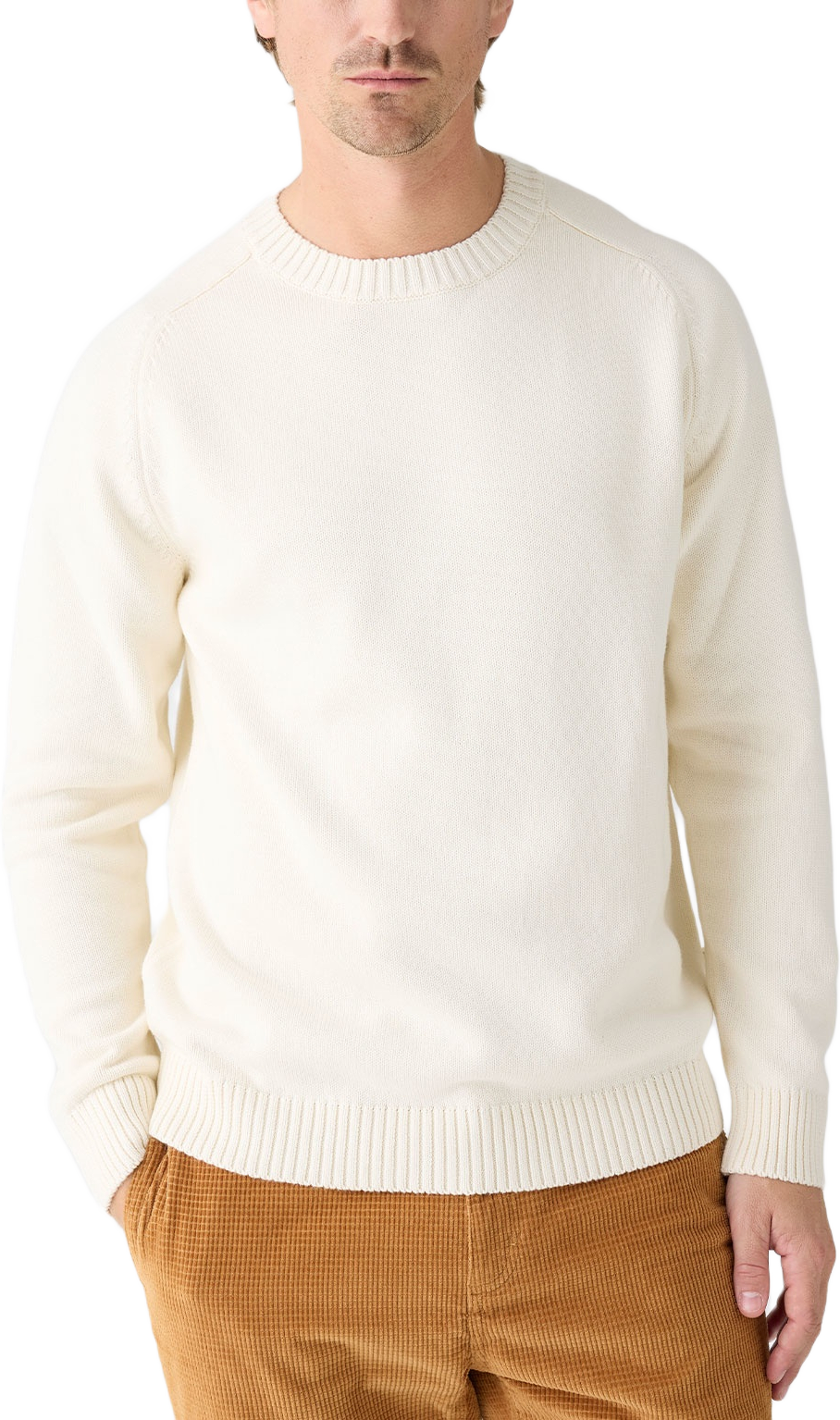 Plain Knitted Crew Neck - GOTS/Vegan, från Knowledge Cotton Apparel, i färgen Egret.