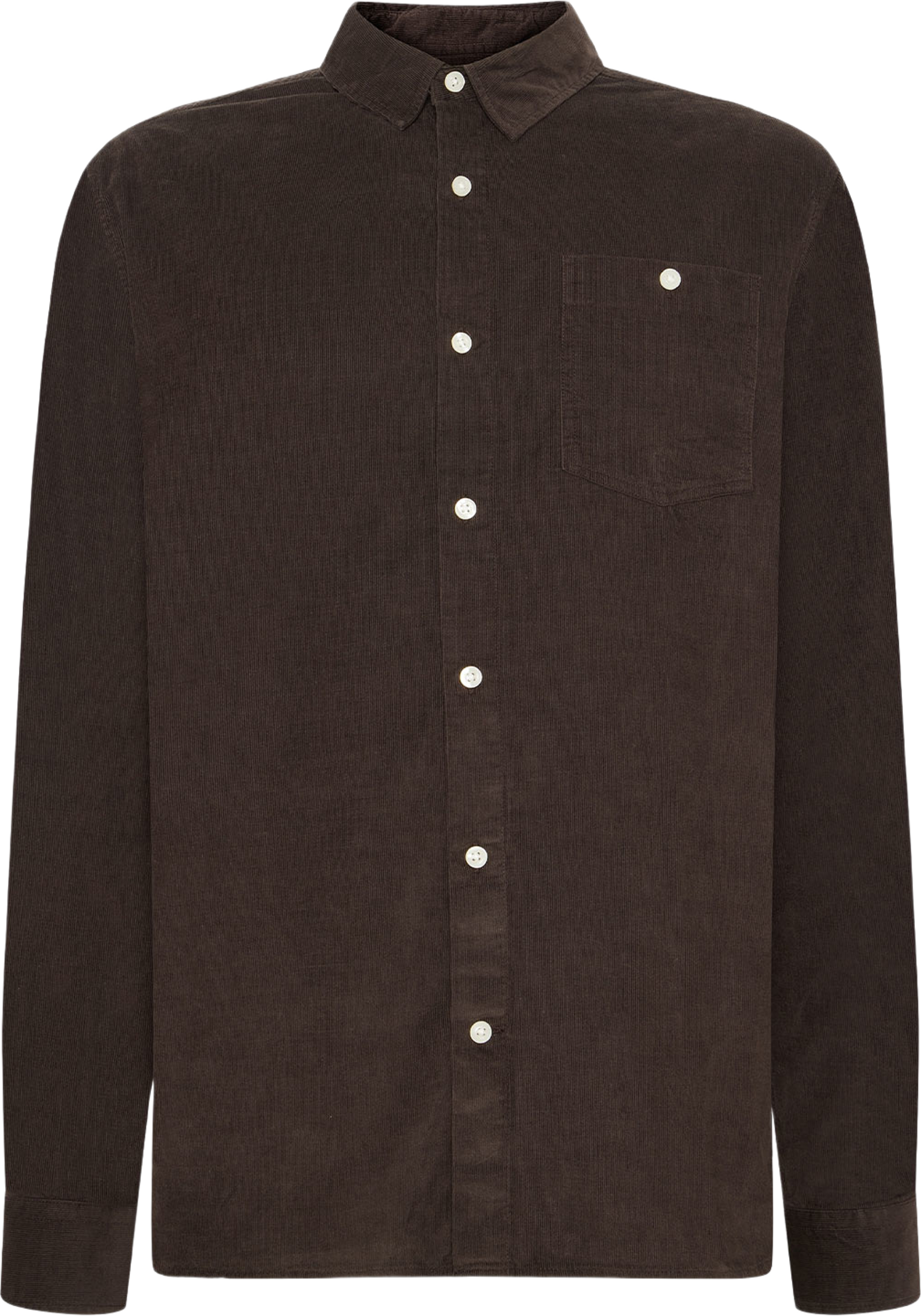 Regular Fit Corduroy Shirt - GOTS/Vegan, från Knowledge Cotton Apparel, i färgen Chocolate Torte. Klicka för att öppna bilden i stort format