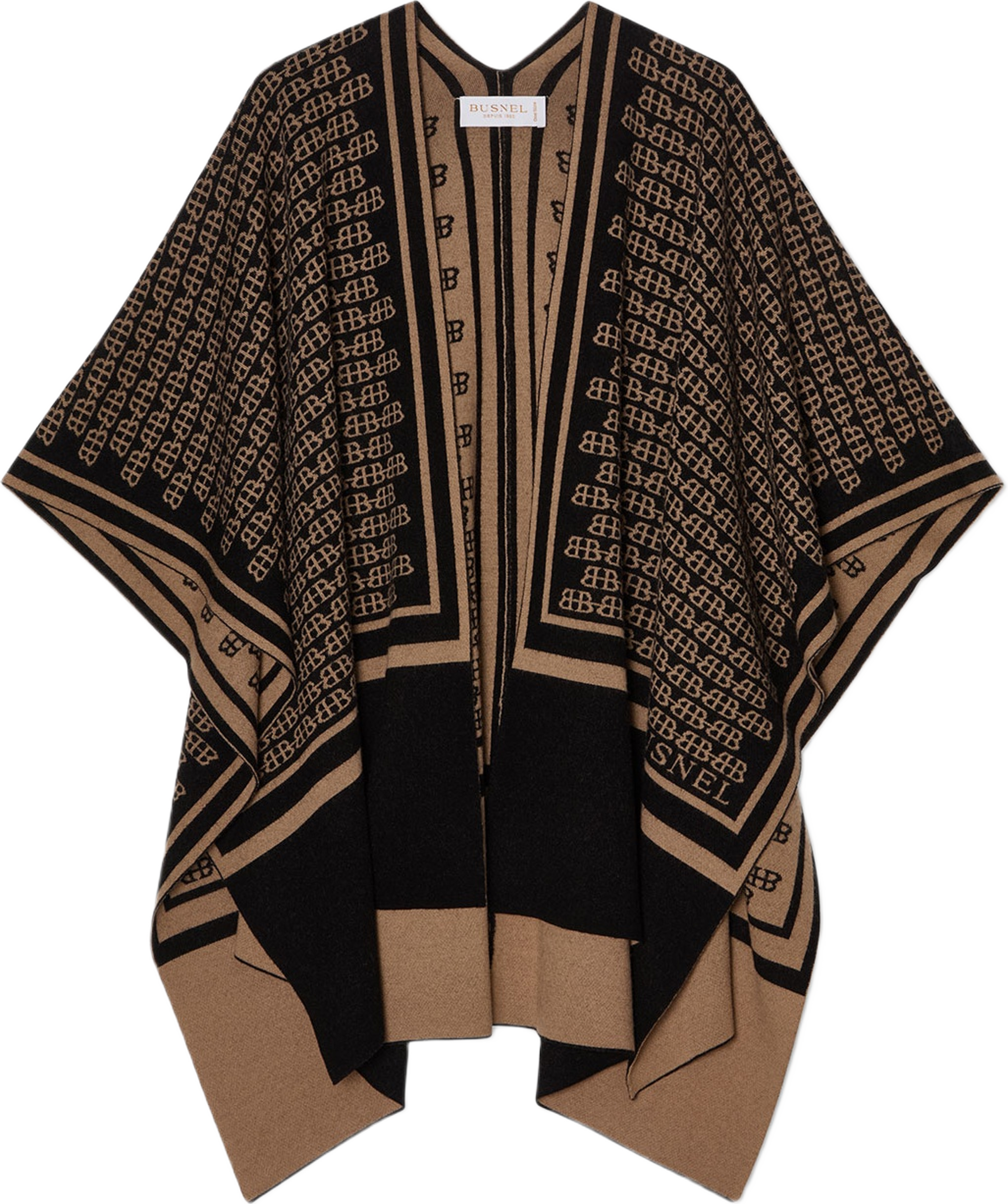 Garnette Poncho Jacquard Black/ Salty Caramel från Busnel Åhléns