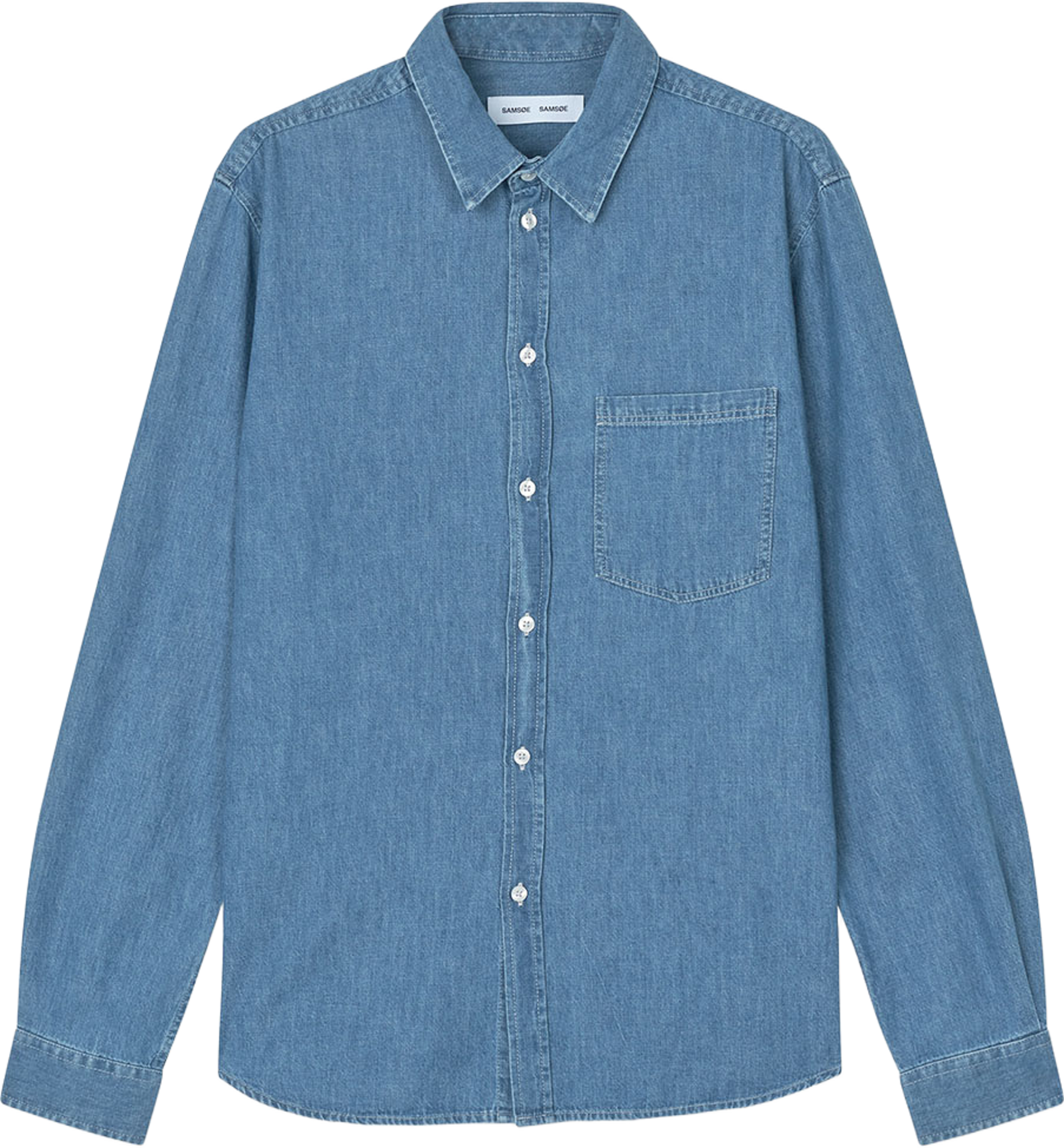 Saryan P Shirt 15248, från SAMSOE SAMSOE, i färgen Light Chambray. Klicka för att öppna bilden i stort format