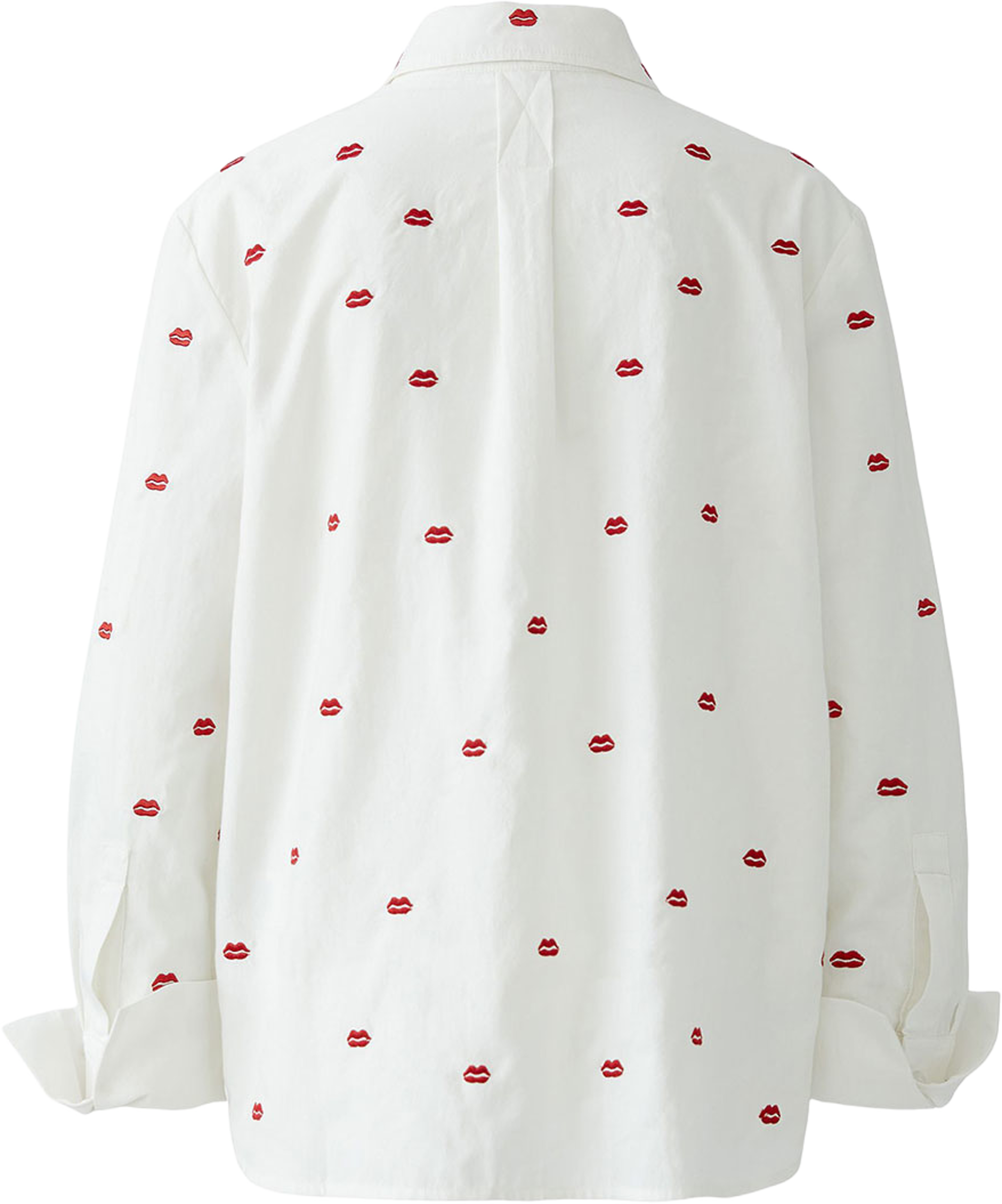 Skjorta med pussmunnar, från Oui, i färgen White Red. Klicka för att öppna bilden i stort format