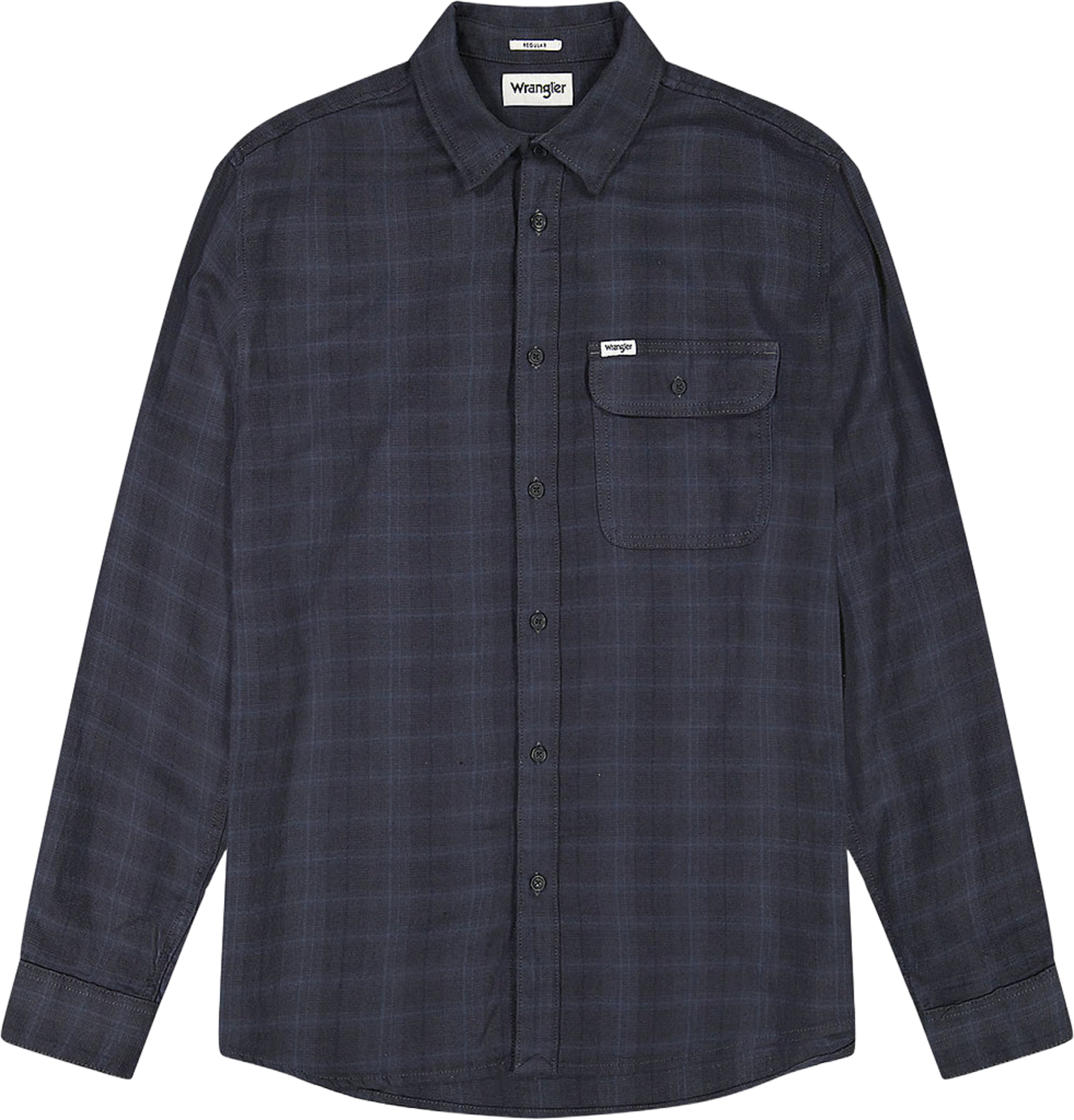 1 Pkt Flannel Shirt, från Wrangler, i färgen Midnight Grey. Klicka för att öppna bilden i stort format