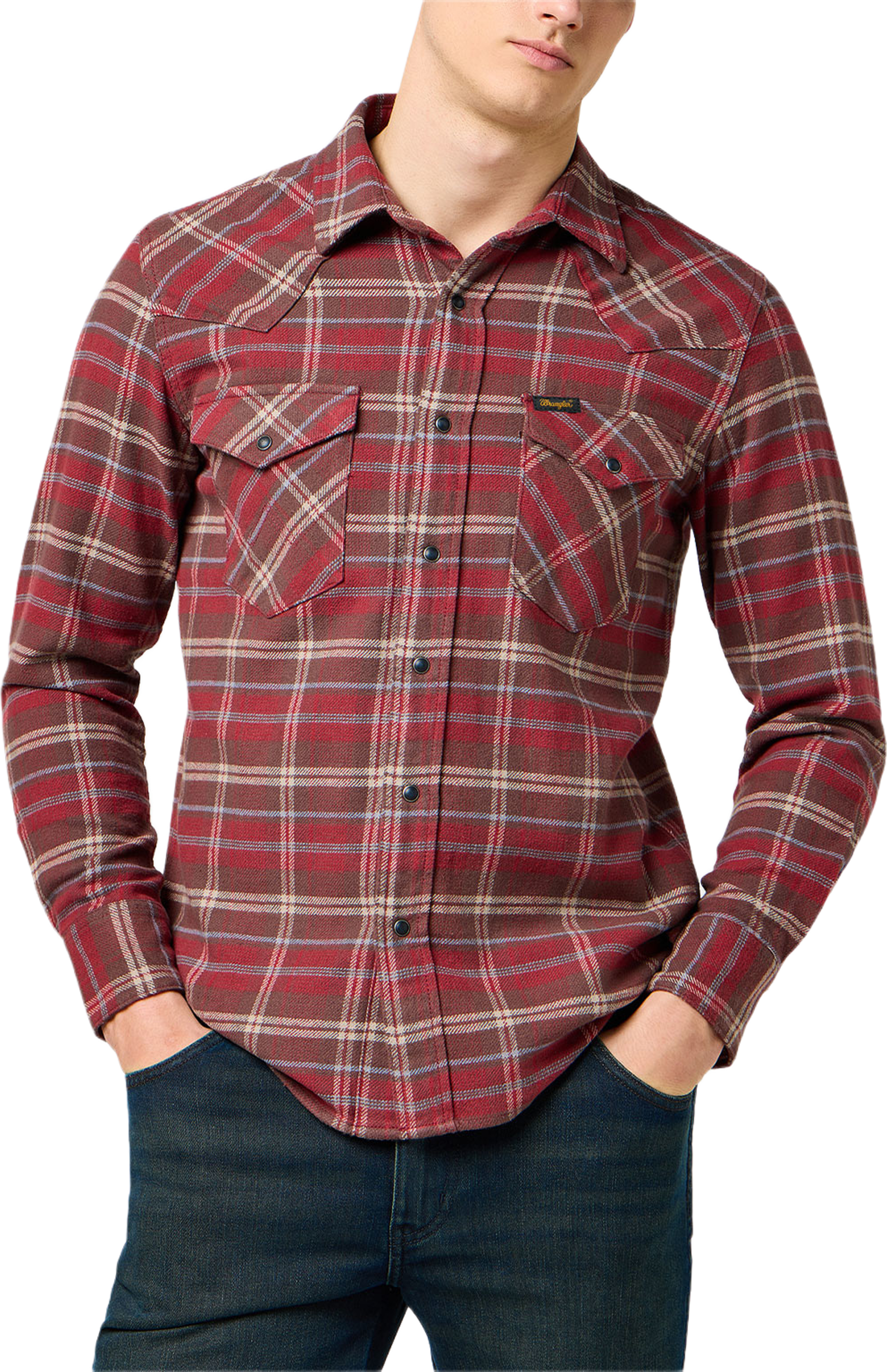 Western Shirt, från Wrangler, i färgen Ruby Wine. Klicka för att öppna bilden i stort format