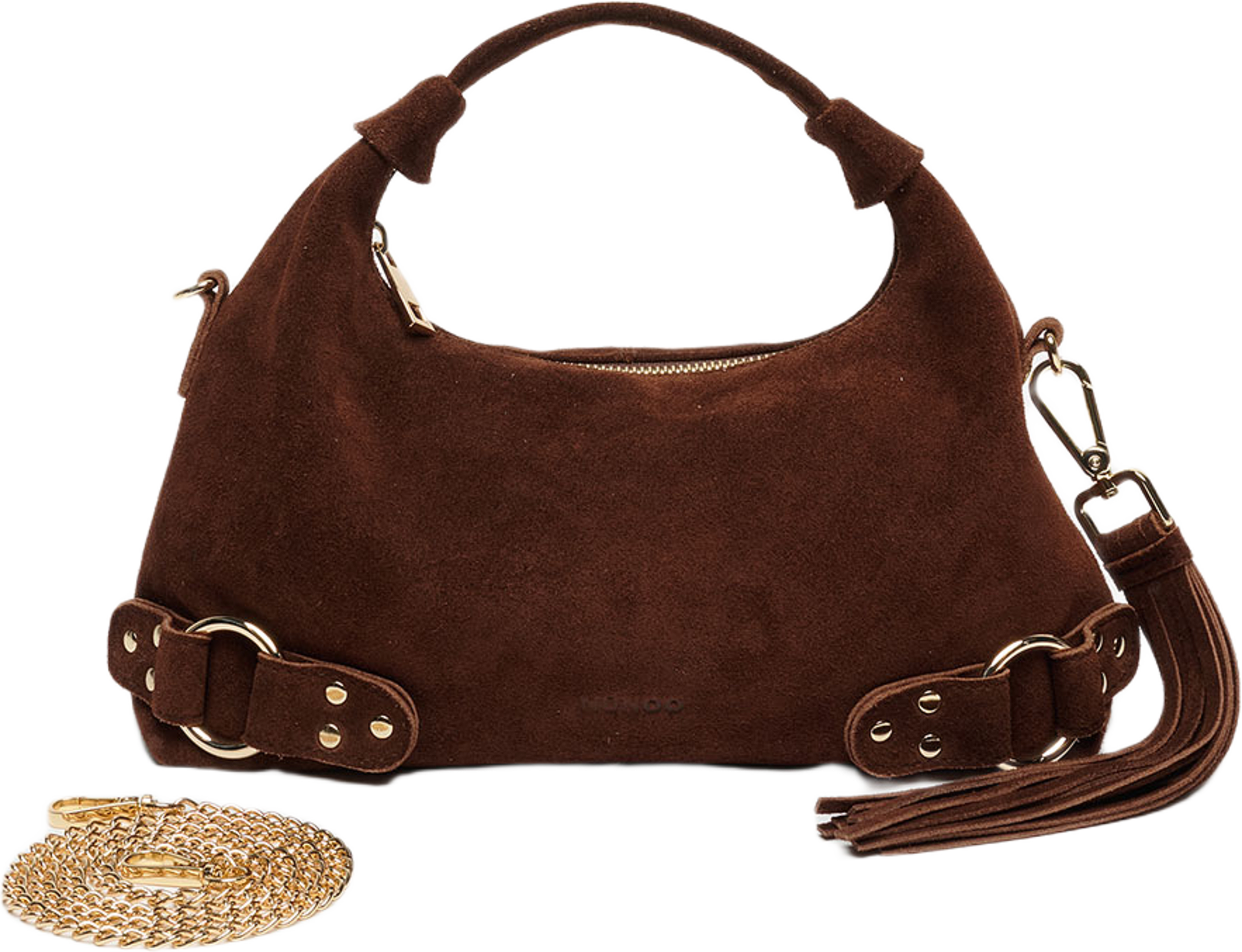 Dandy Fringe Suede Dark Brown w. Gold
