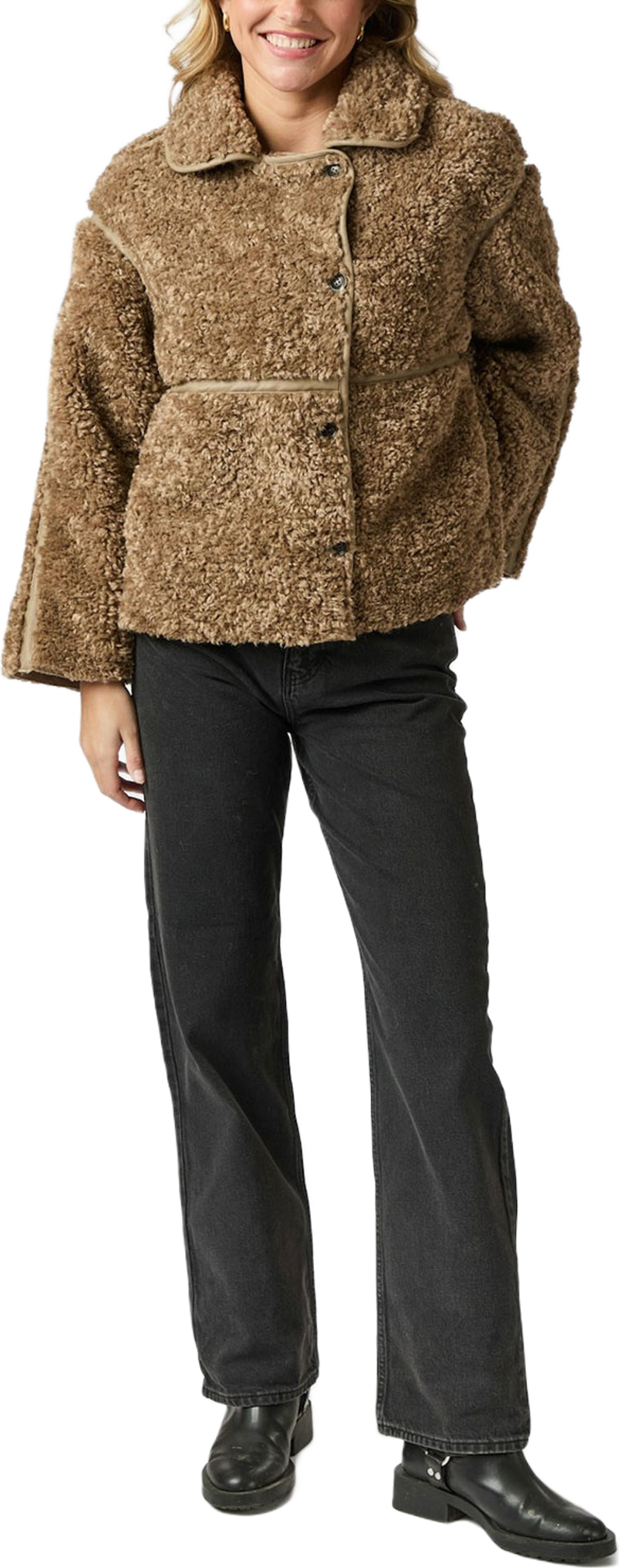 Castor Faux Fur Jacket, från Neo Noir, i färgen Taupe.
