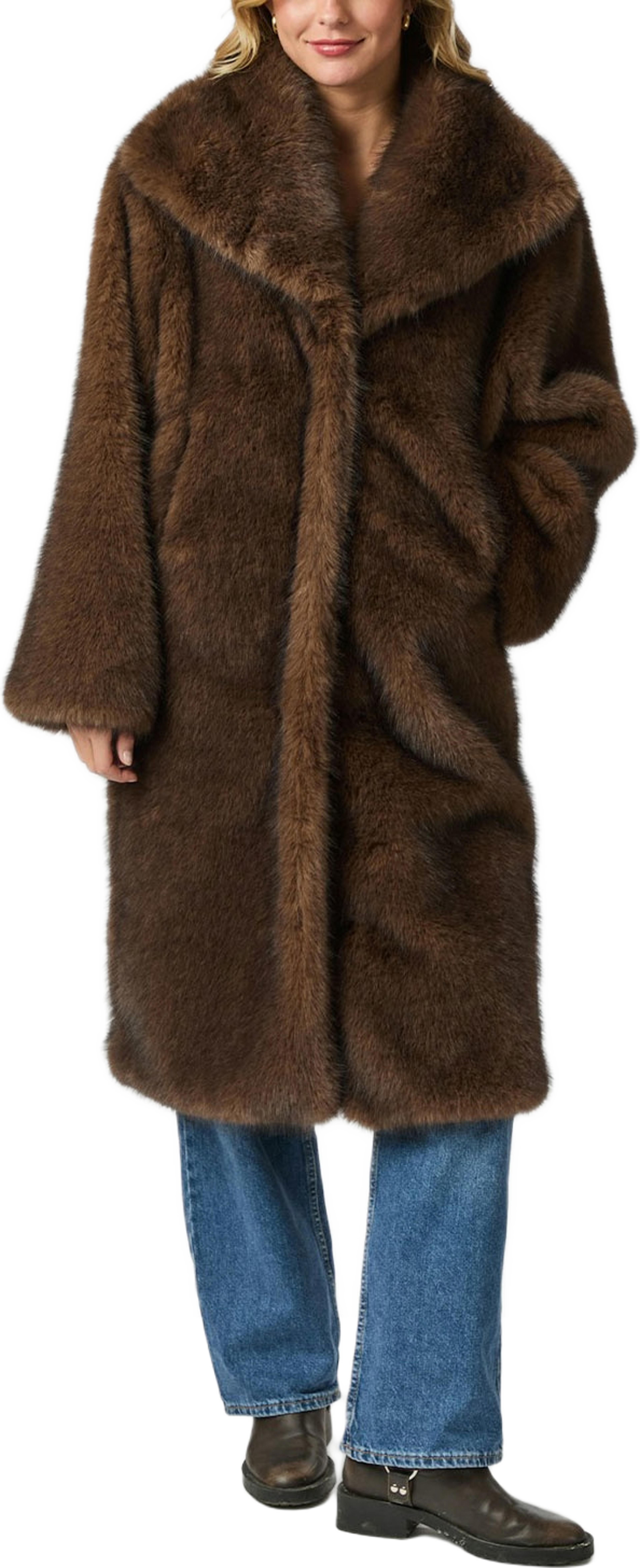 Stephanie Faux Fur Long Jacket, från Neo Noir, i färgen Brown.
