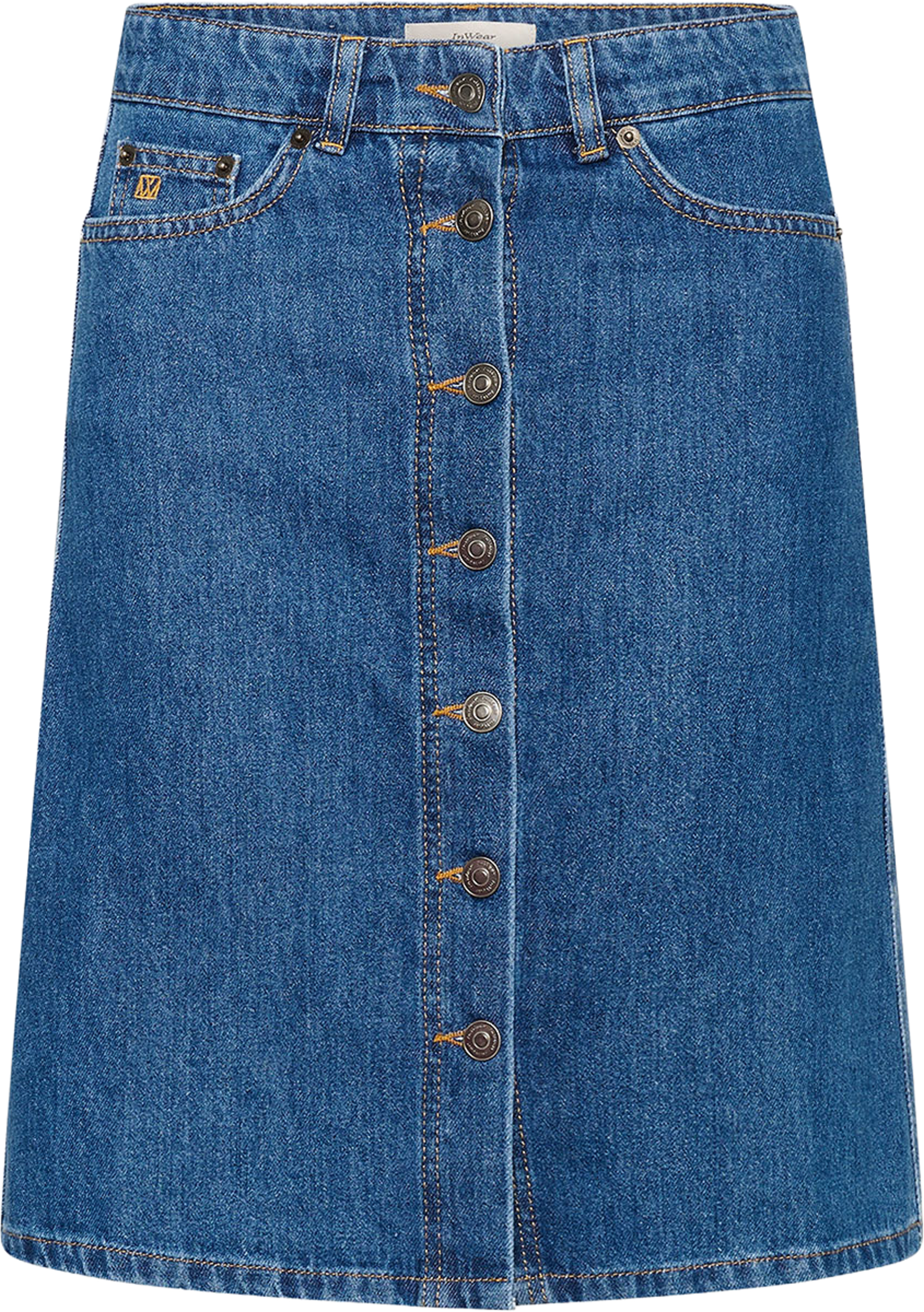 KeiaIW Keza Skirt, från Inwear, i färgen Washed Denim. Klicka för att öppna bilden i stort format