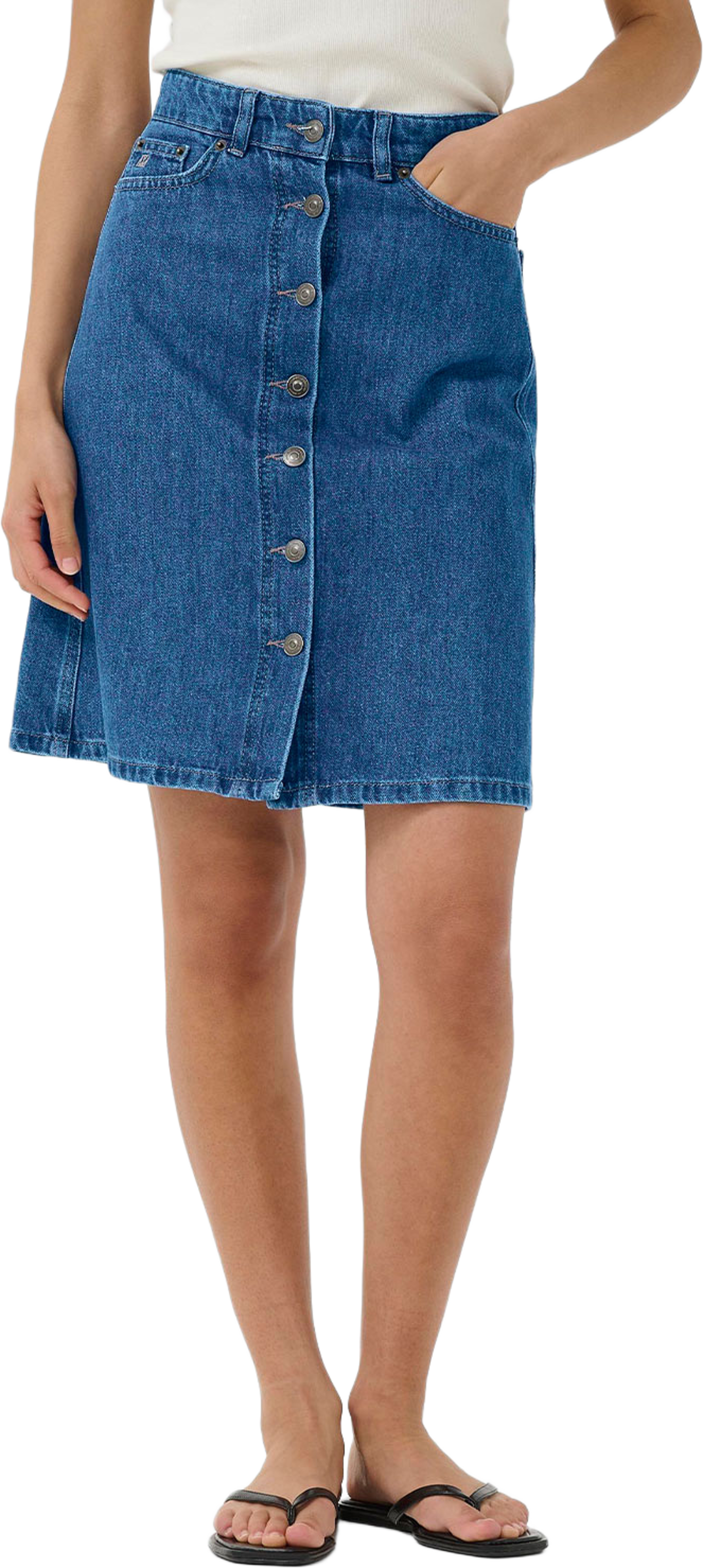 KeiaIW Keza Skirt, från Inwear, i färgen Washed Denim. Klicka för att öppna bilden i stort format