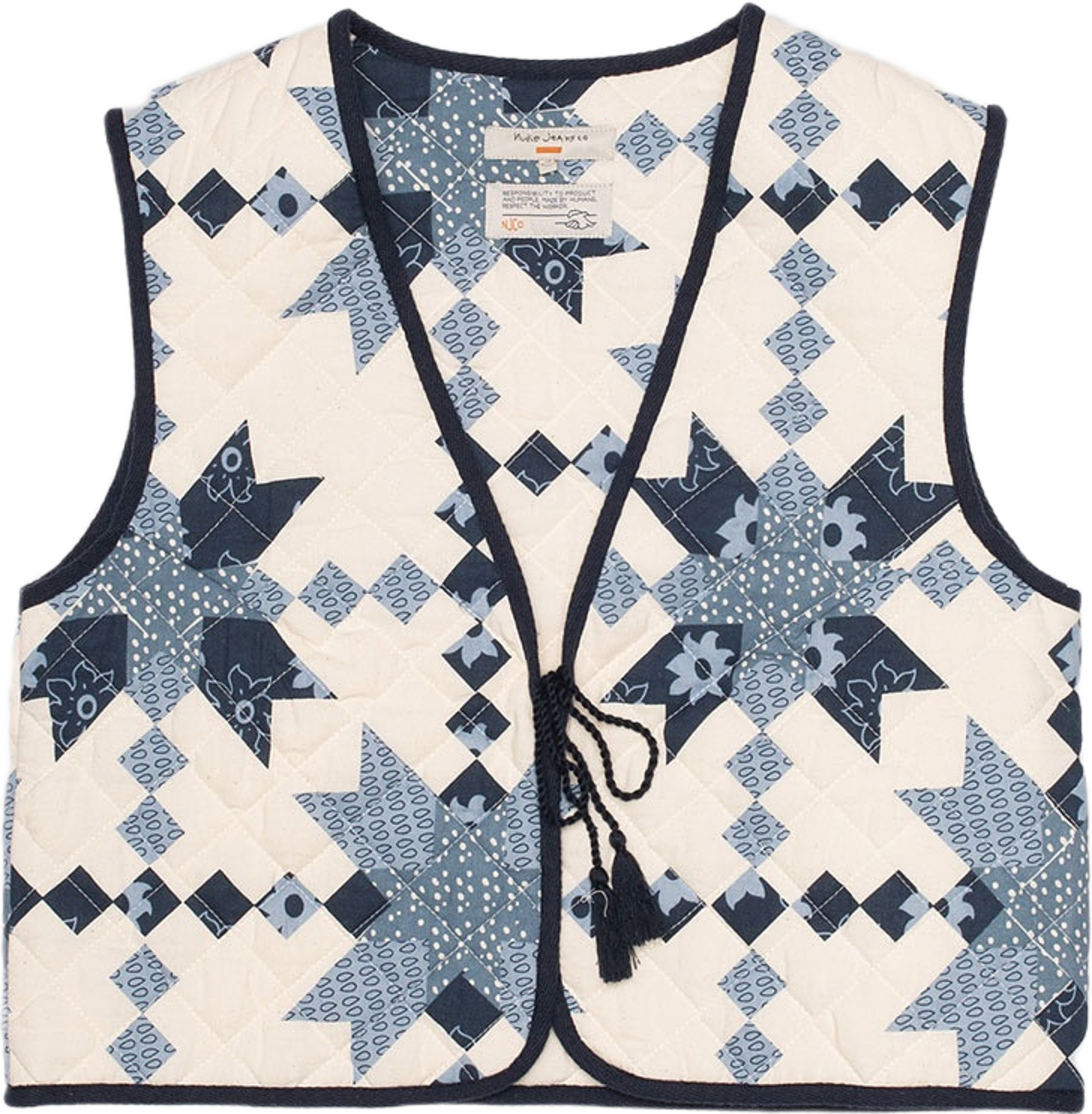 Lill Quilted Cotton Vest Offwhite/Blue