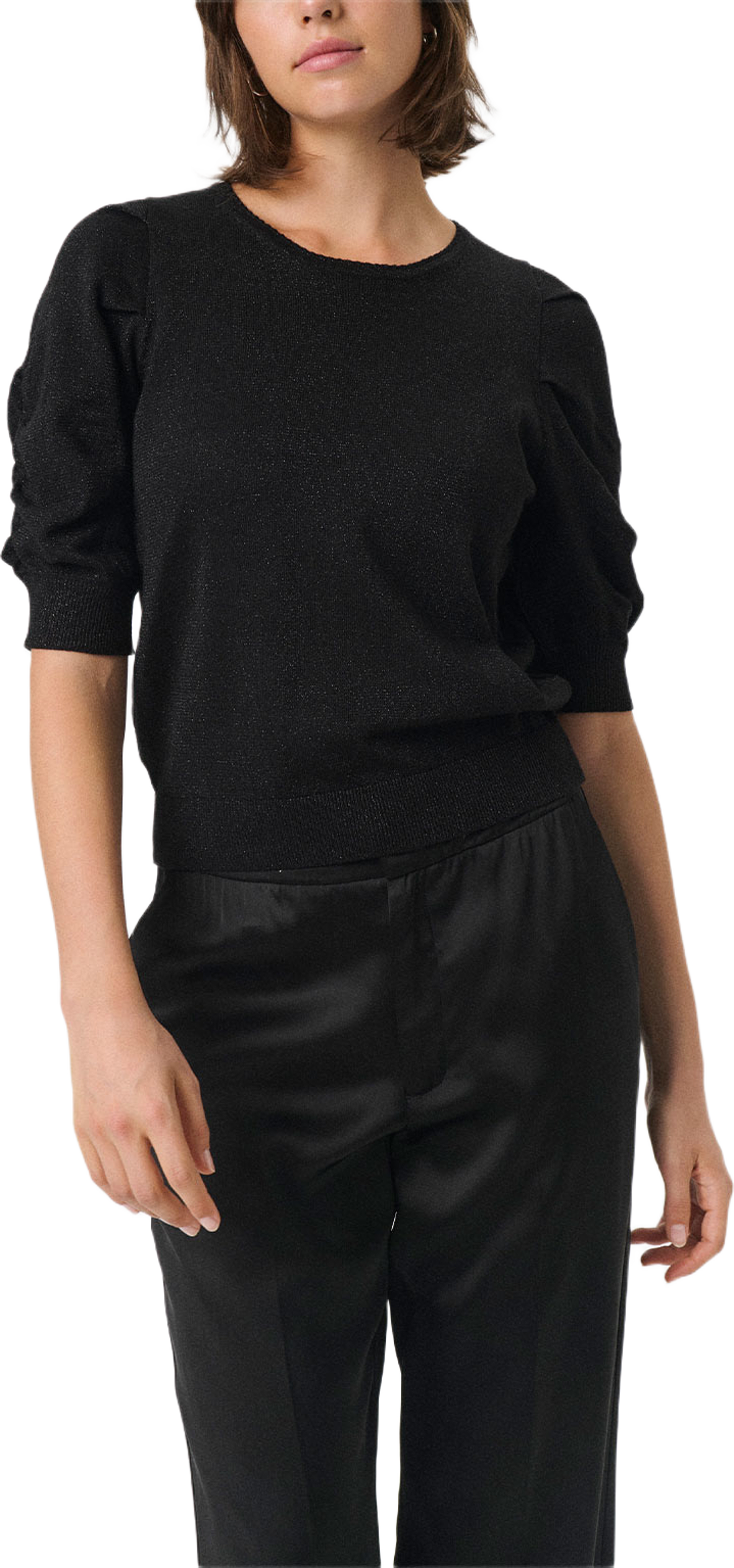 Varaia PW PU Sweater, från Part Two, i färgen Black With Lurex. Klicka för att öppna bilden i stort format