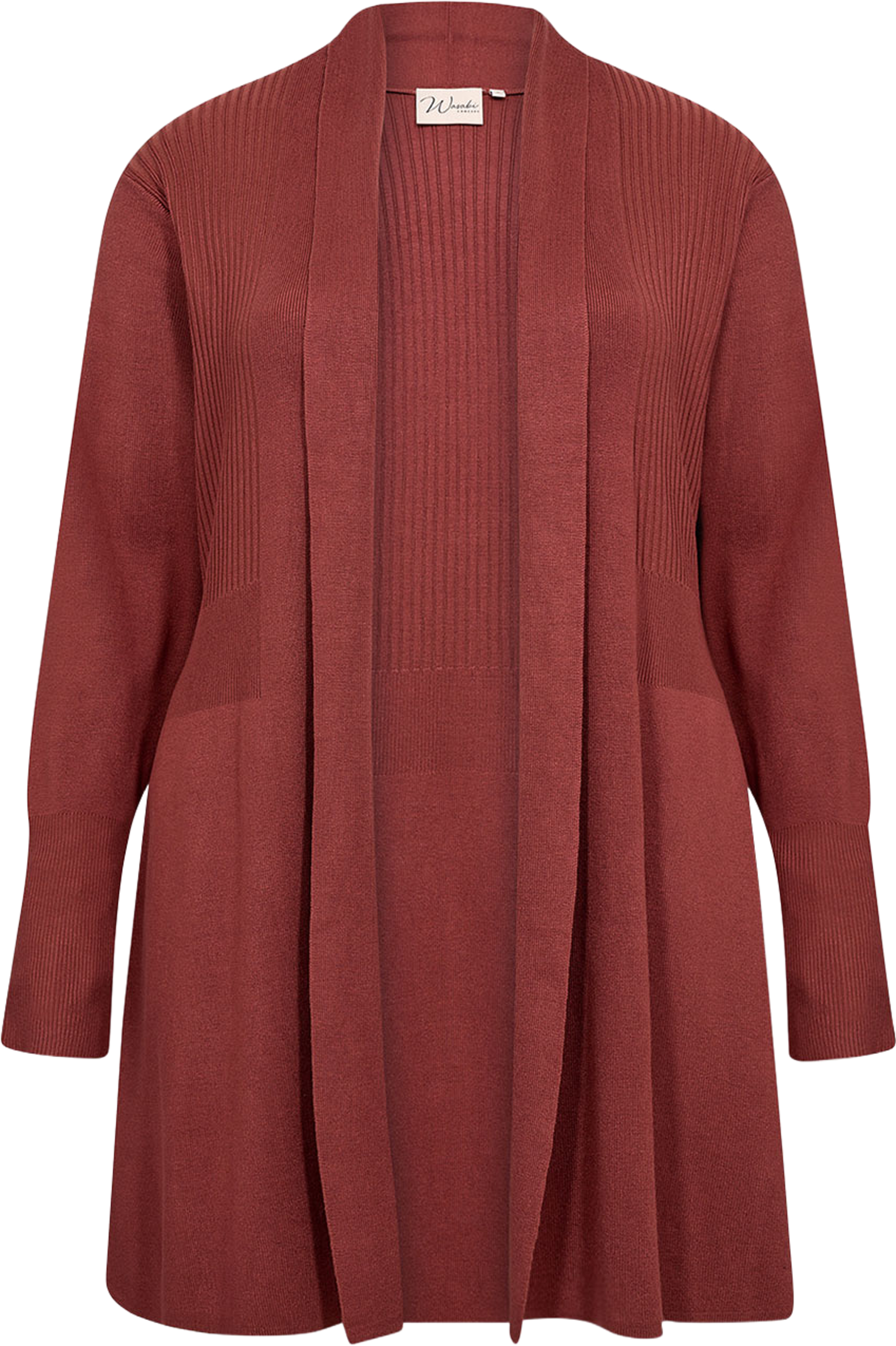 Wa-Samanda 2 Cardigan, från Wasabi Concept, i färgen Mineral Red. Klicka för att öppna bilden i stort format