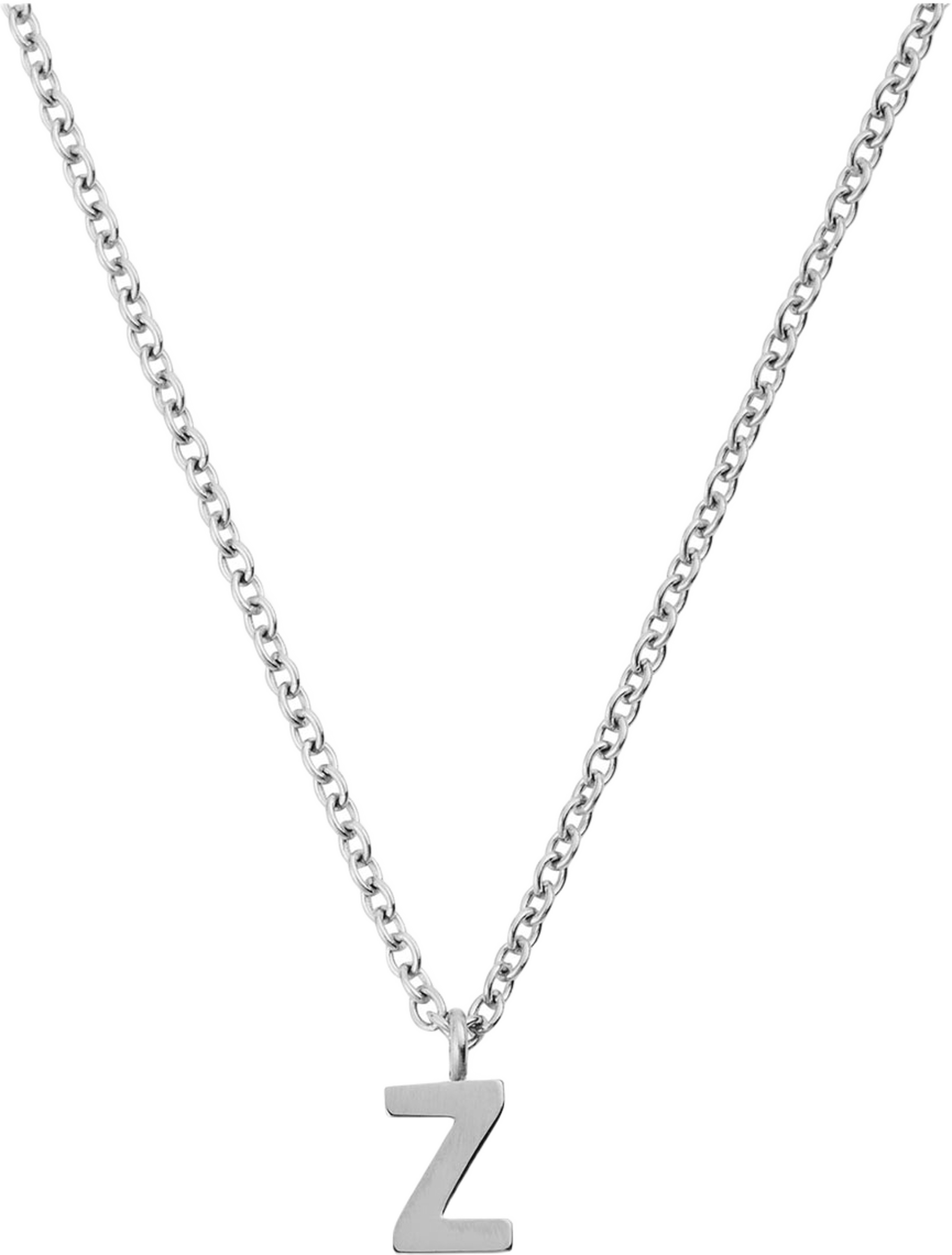 Petite Plain Letter Z Steel Necklace, från Mockberg, i färgen Steel. Klicka för att öppna bilden i stort format