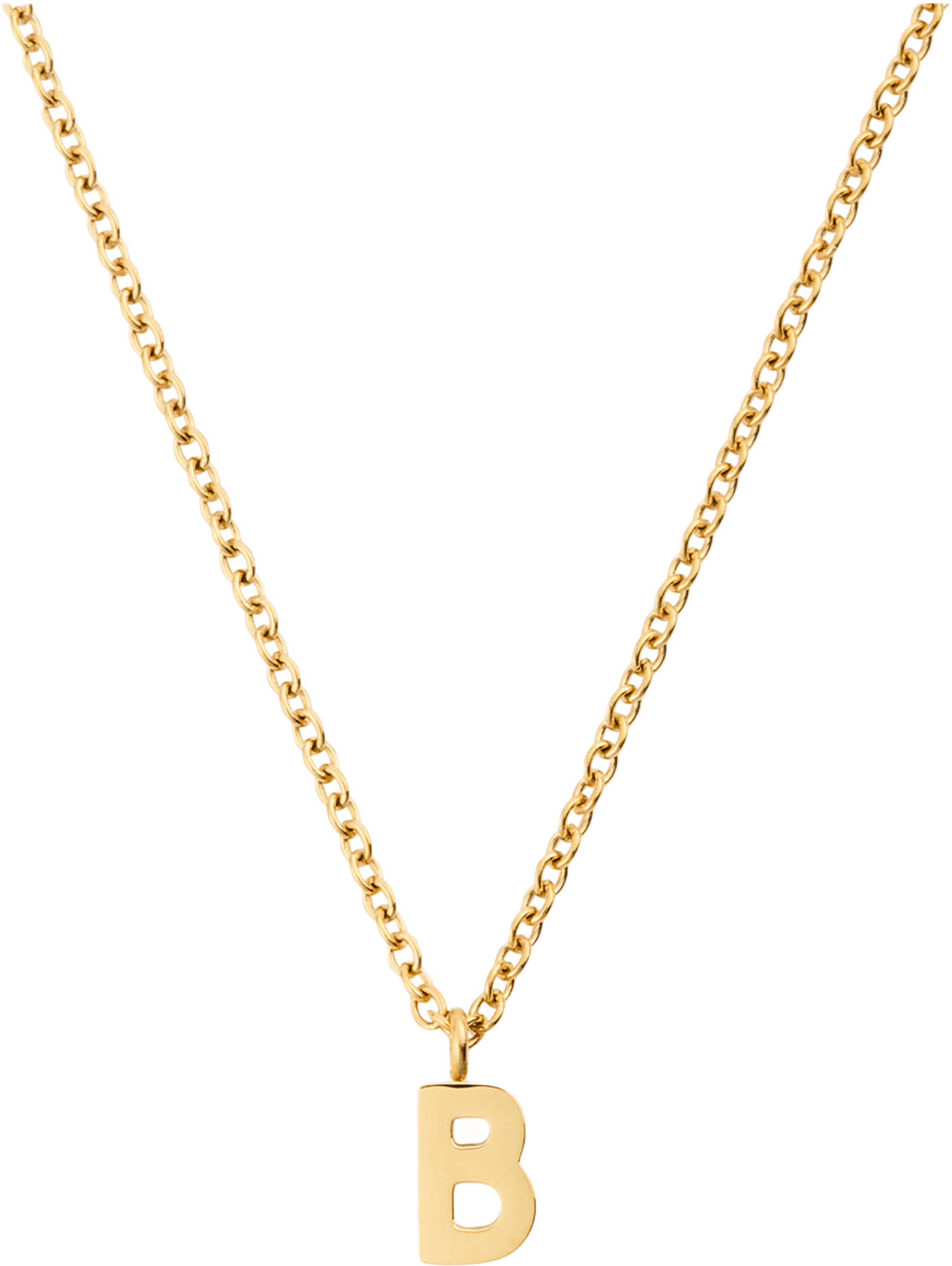 Petite Plain Letter B Gold Necklace, från Mockberg, i färgen Gold. Klicka för att öppna bilden i stort format