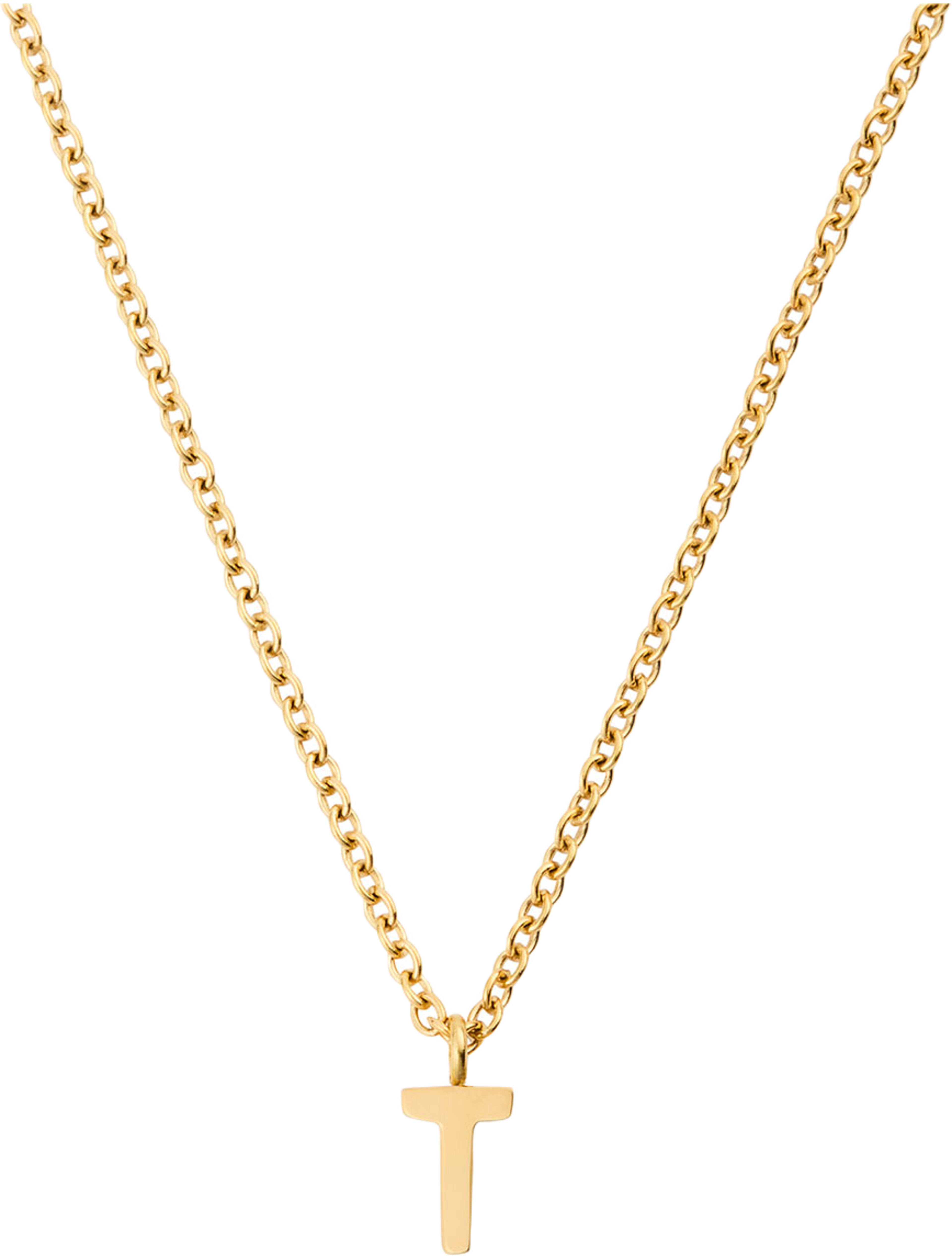 Petite Plain Letter T Gold Necklace, från Mockberg, i färgen Gold. Klicka för att öppna bilden i stort format