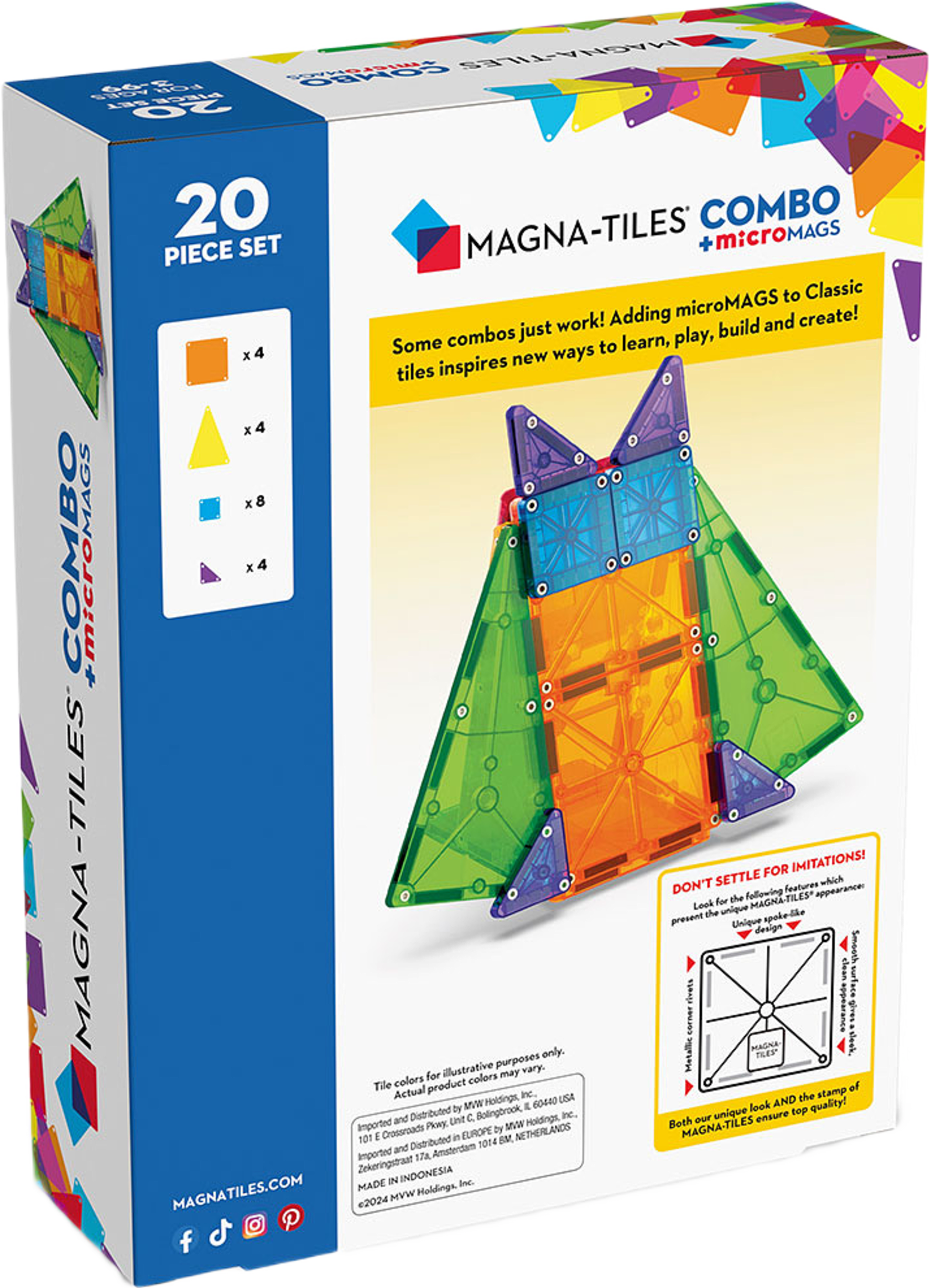 MAGNA-TILES microMAGS Kombi-Set med 20 delar