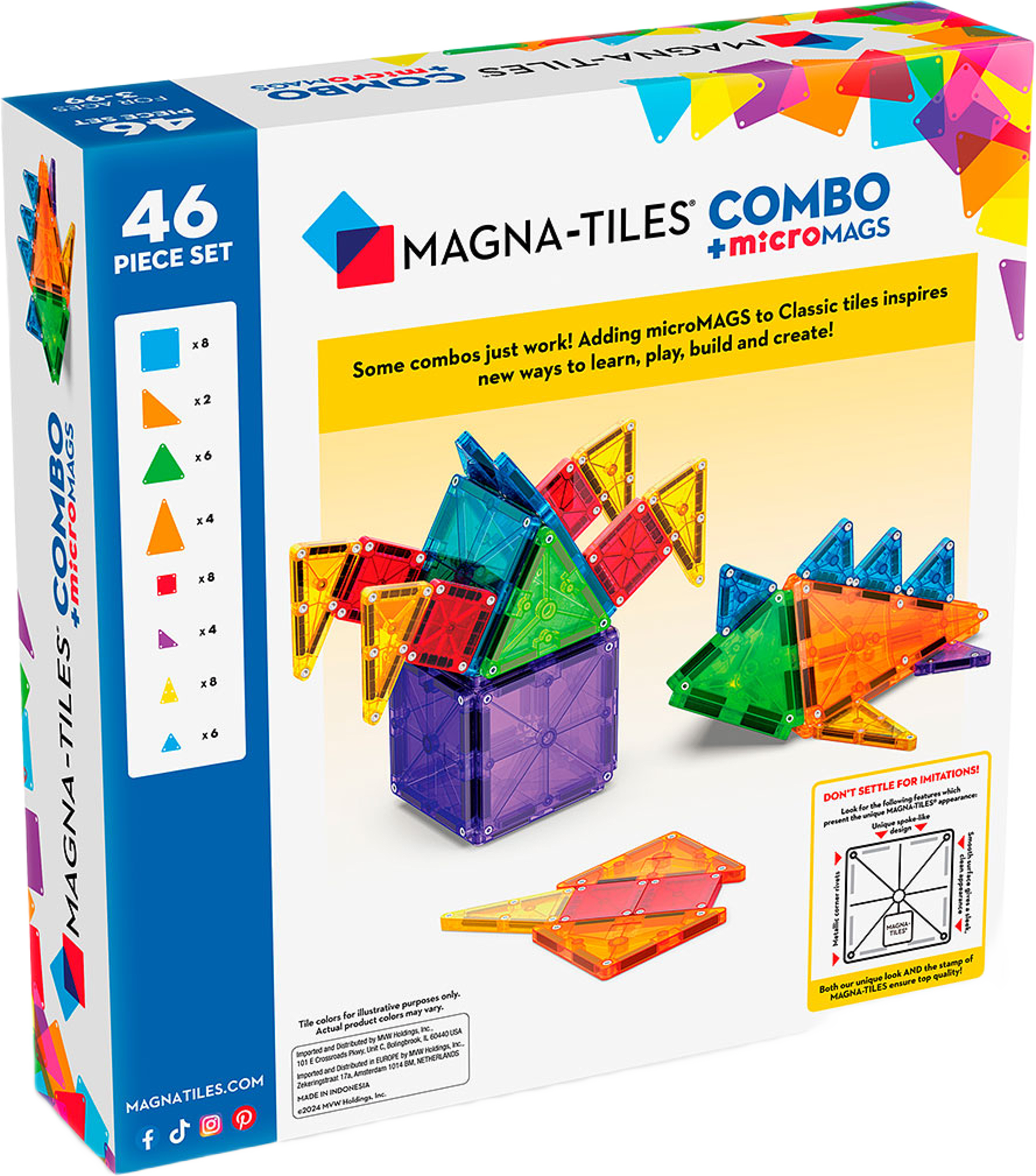 MAGNA-TILES MicroMAGS Kombi-Set med 46 delar