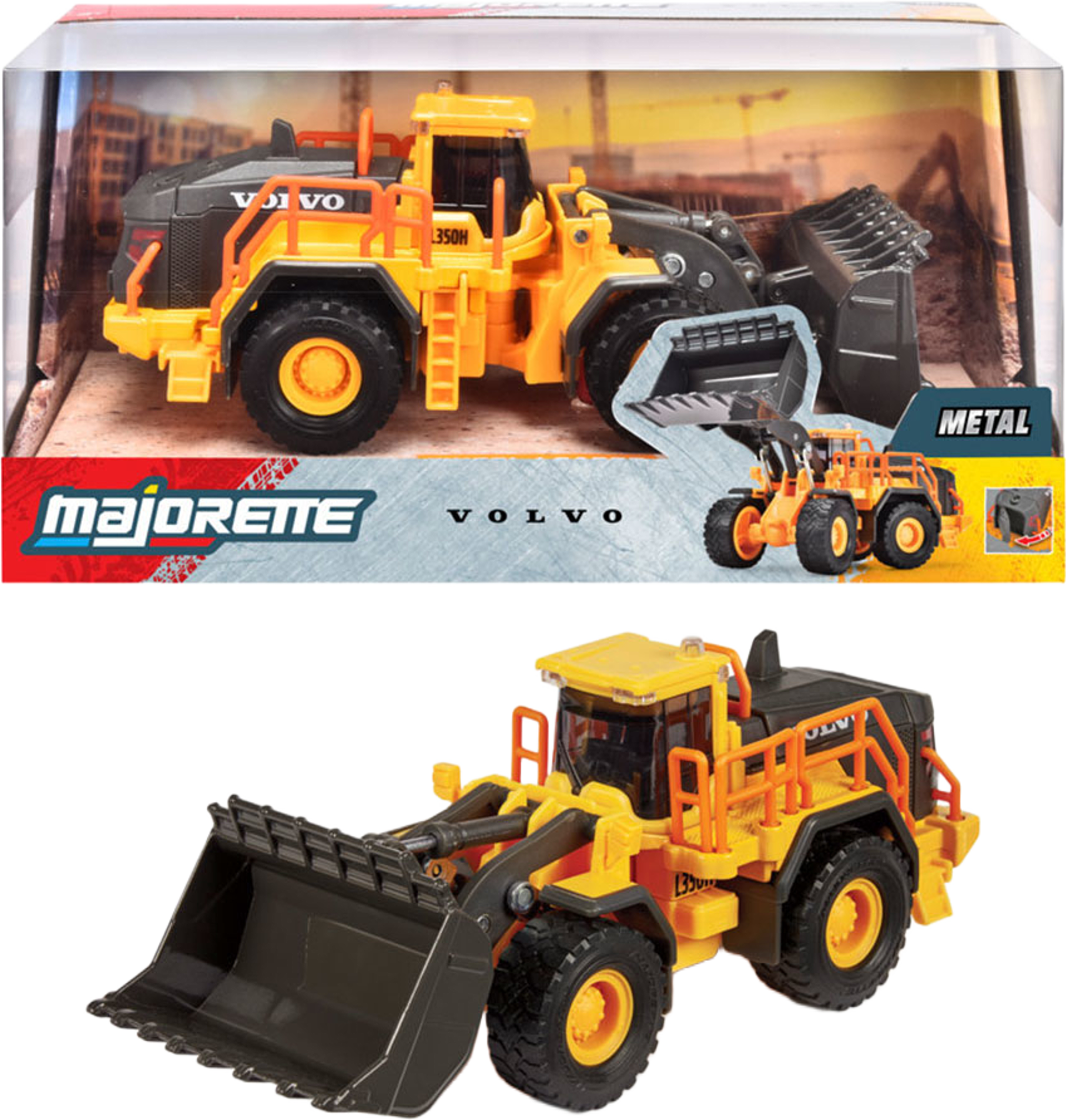 Volvo Wheel Loader, från MAJORETTE, i färgen Orange. Klicka för att öppna bilden i stort format