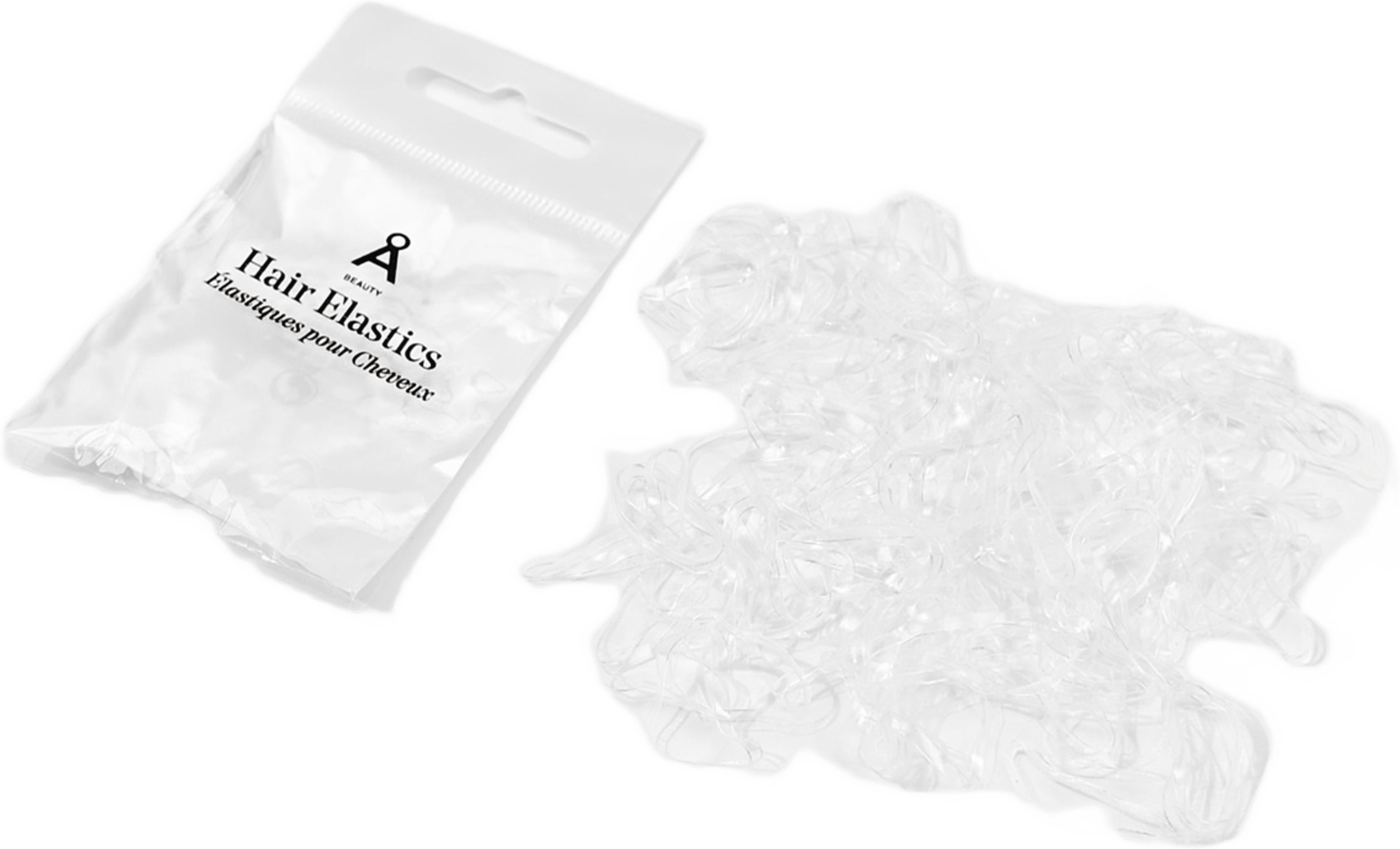 Hårsnodd mini, 100-pack, från Å BEAUTY, i färgen Transparent. Klicka för att öppna bilden i stort format